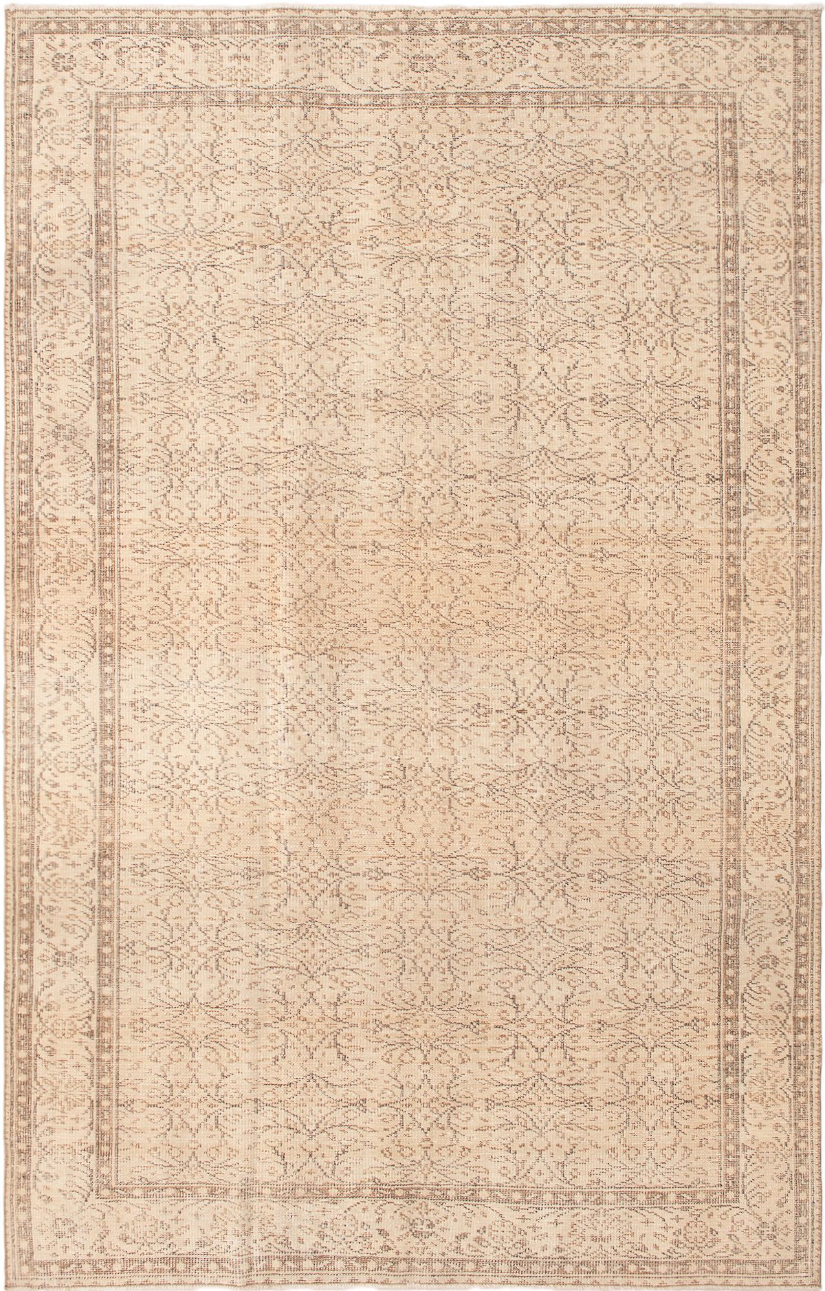 Hand-knotted Antalya Vintage Beige Wool Rug 6'4" x 9'10" Size: 6'4" x 9'11"  