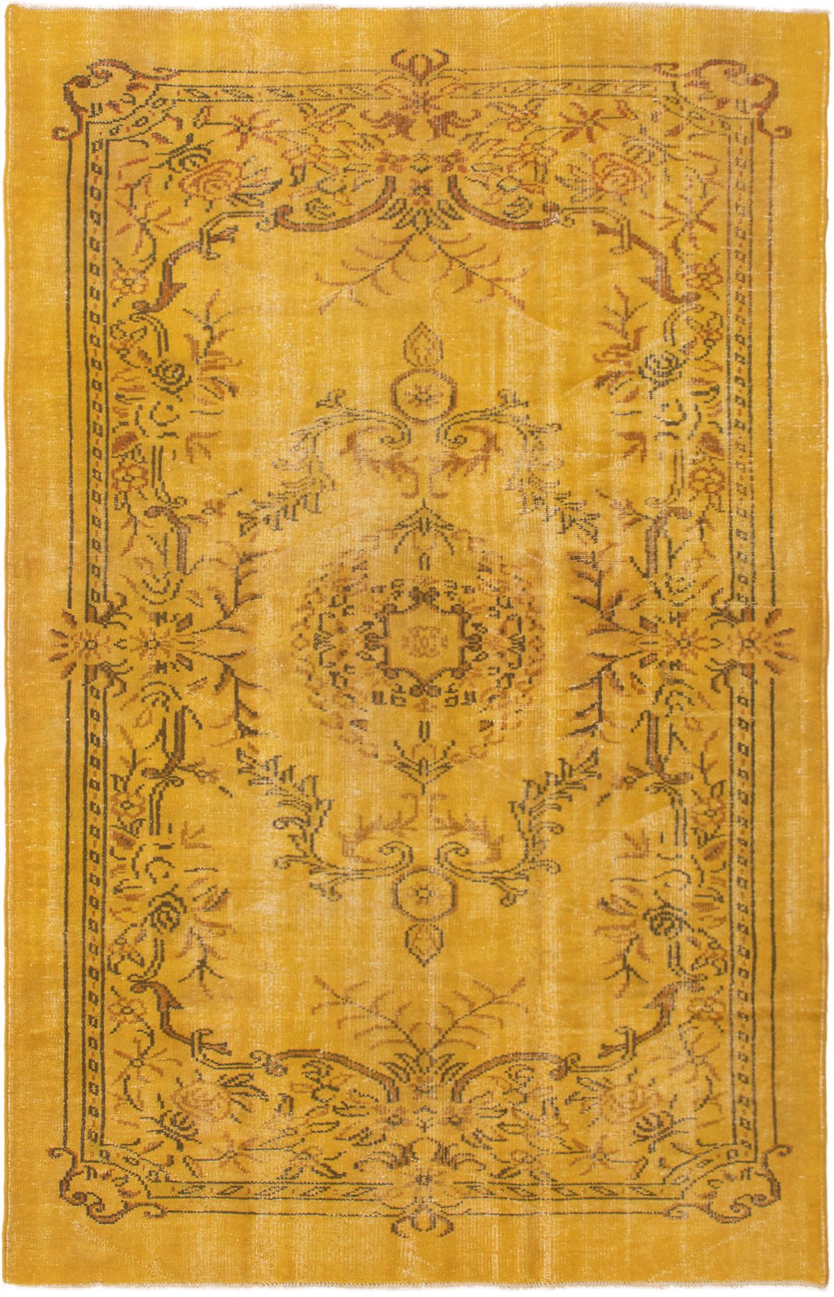Hand-knotted Color Transition Dark Gold Wool Rug 6'2" x 9'7" Size: 6'2" x 9'7"  