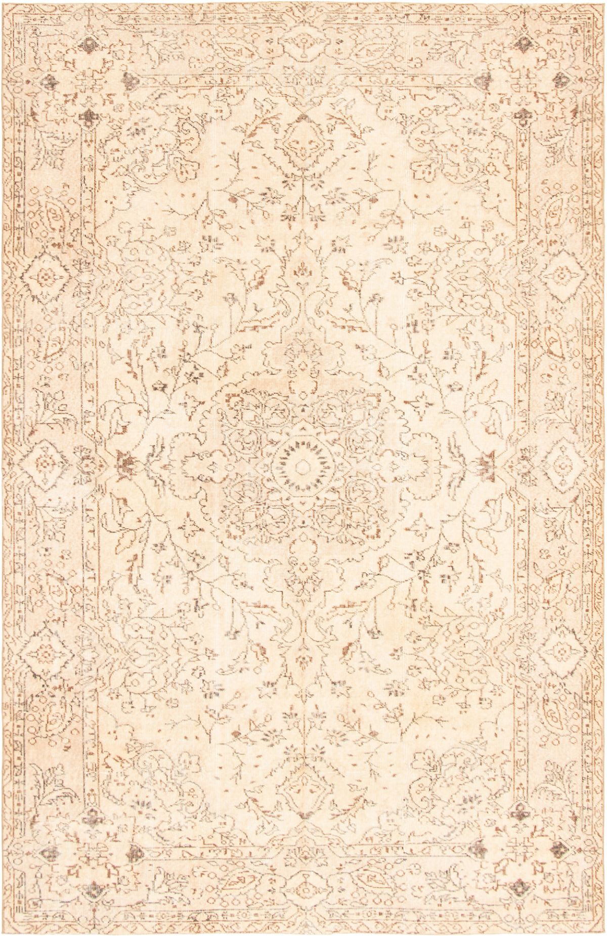 Hand-knotted Antalya Vintage Ivory Wool Rug 6'4" x 10'0" Size: 6'4" x 10'0"  