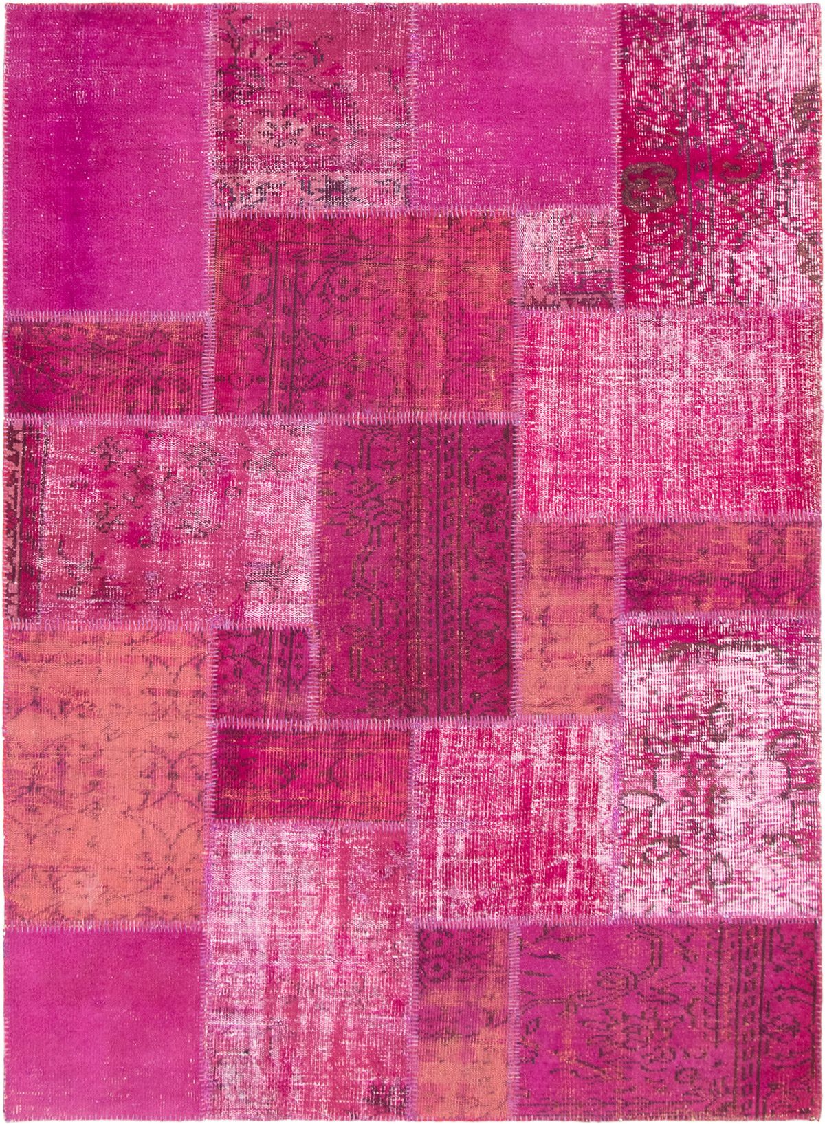Hand-knotted Color Transition Patch Purple Wool Rug 6'1" x 8'4" Size: 6'1" x 8'4"  