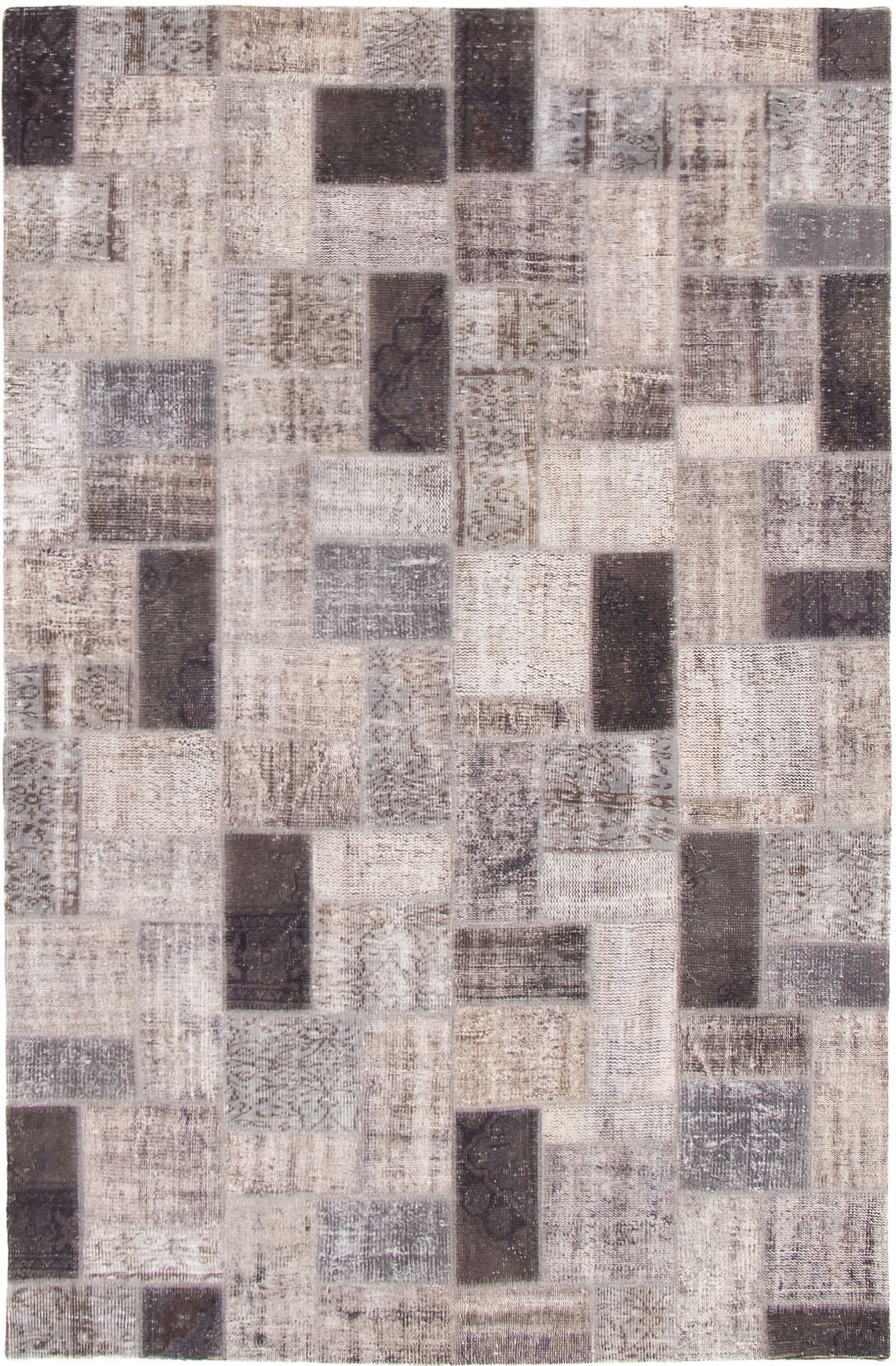 Hand-knotted Color Transition Patch Grey Wool Rug 6'3" x 9'7" Size: 6'3" x 9'7"  