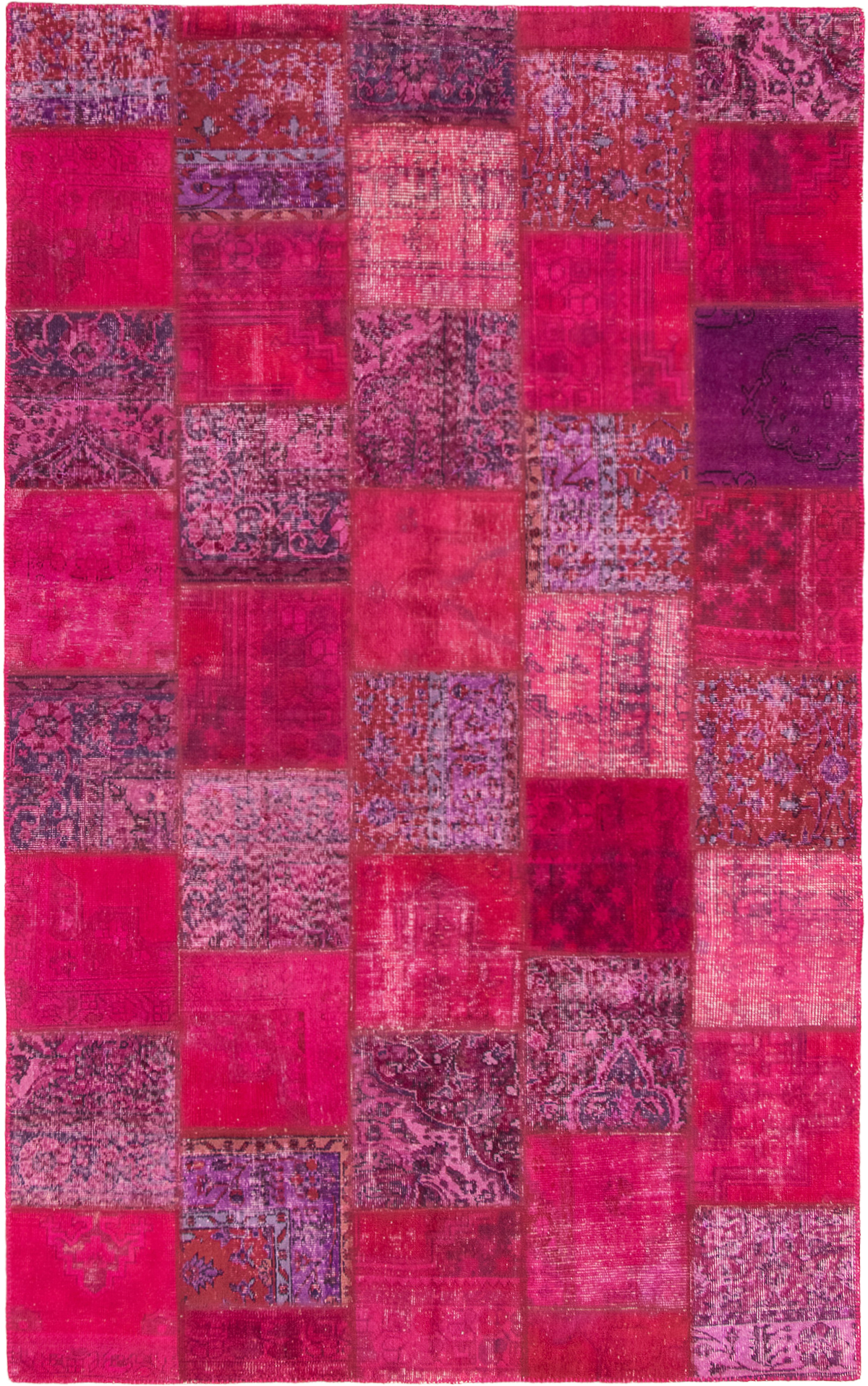 Hand-knotted Color Transition Patch Dark Pink, Purple, Red Wool Rug 6'5" x 9'10" Size: 6'5" x 9'10" 