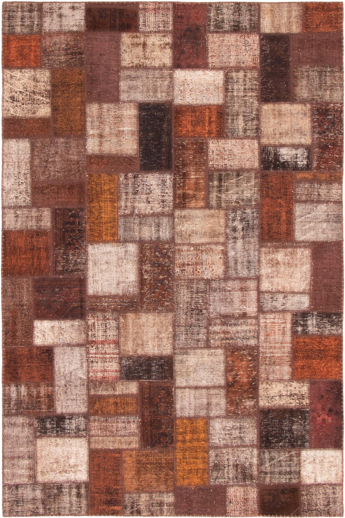 Hand-knotted Color Transition Patch Dark Brown,  Wool Rug 6'5" x 9'9" Size: 6'5" x 9'9"  