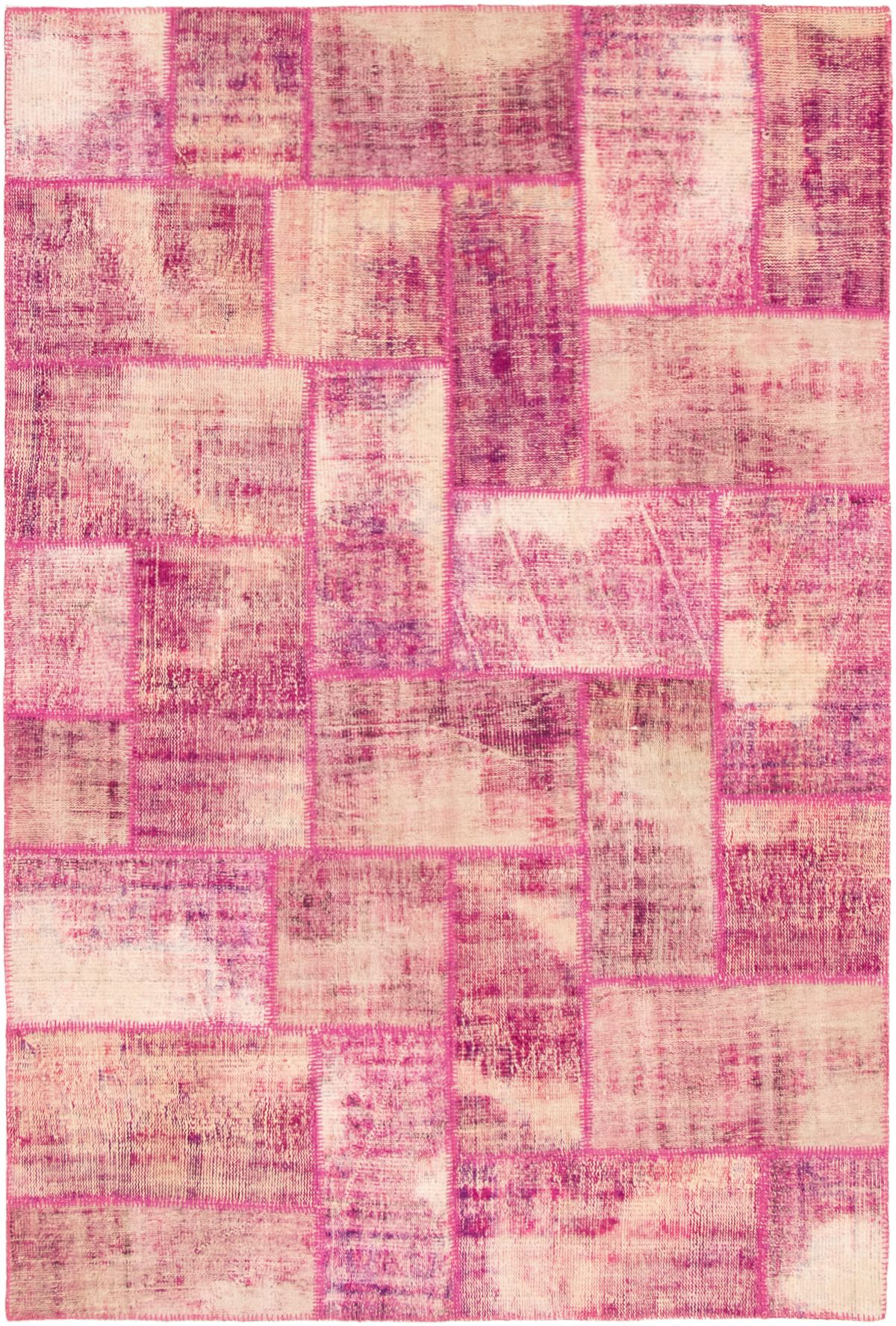Hand-knotted Color Transition Patch Dark Magenta Wool Rug 6'7" x 9'11" Size: 6'7" x 9'11"  