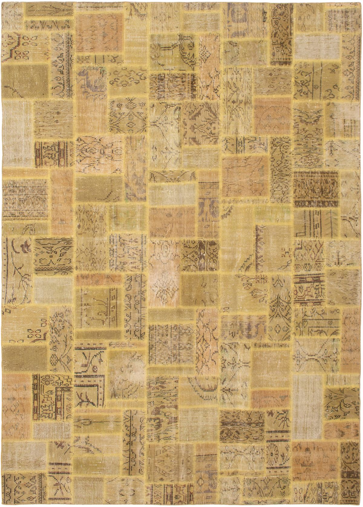 Hand-knotted Color Transition Patch Copper, Tan Wool Rug 7'0" x 9'10" Size: 7'0" x 9'10"  