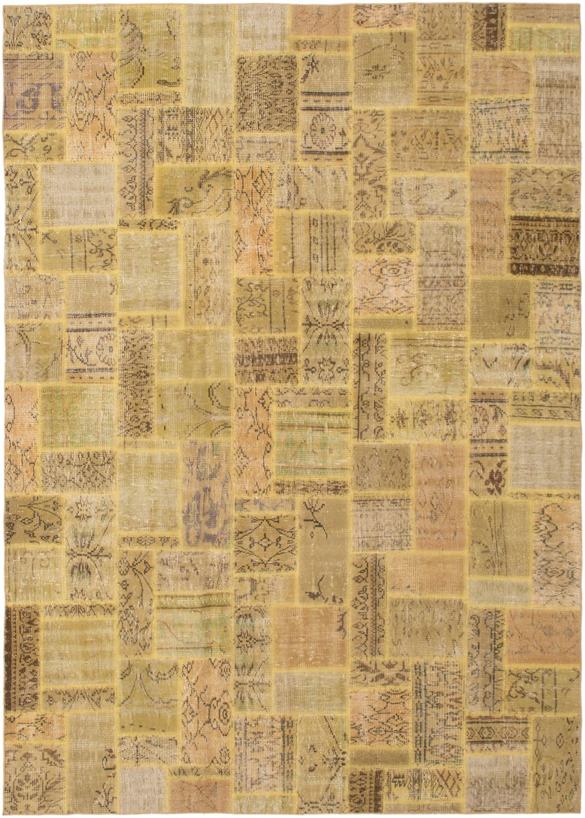Hand-knotted Color Transition Patch Tan Wool Rug 7'0" x 9'9" Size: 7'0" x 9'9"  