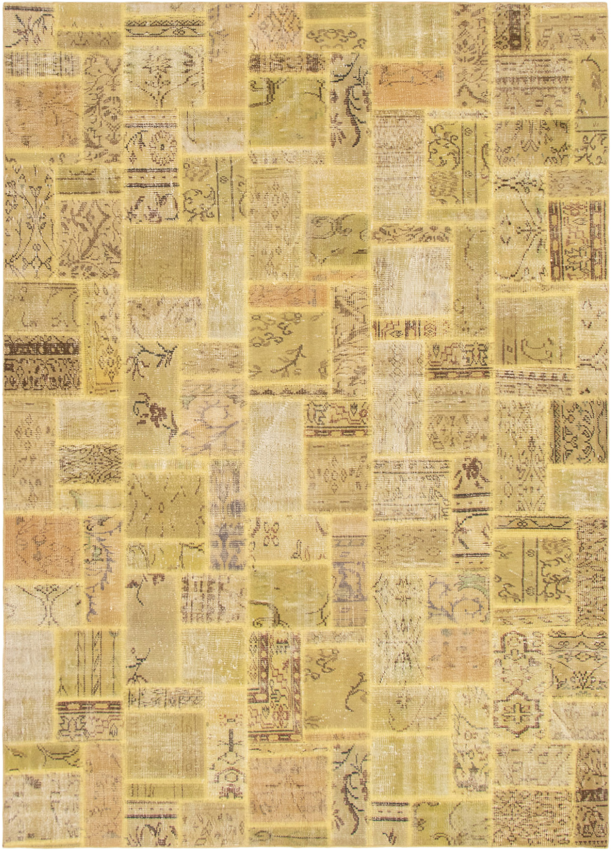 Hand-knotted Color Transition Patch Khaki Wool Rug 6'11" x 9'9" Size: 6'11" x 9'9"  