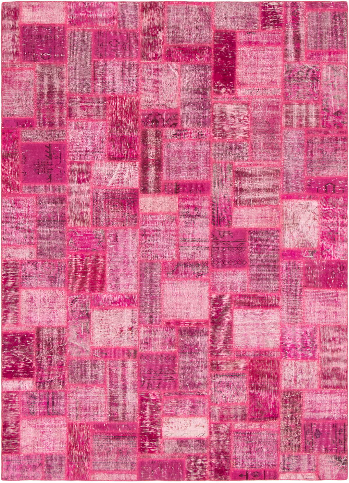 Hand-knotted Color Transition Patch Dark Pink Wool Rug 7'0" x 9'10" Size: 7'0" x 9'10"  