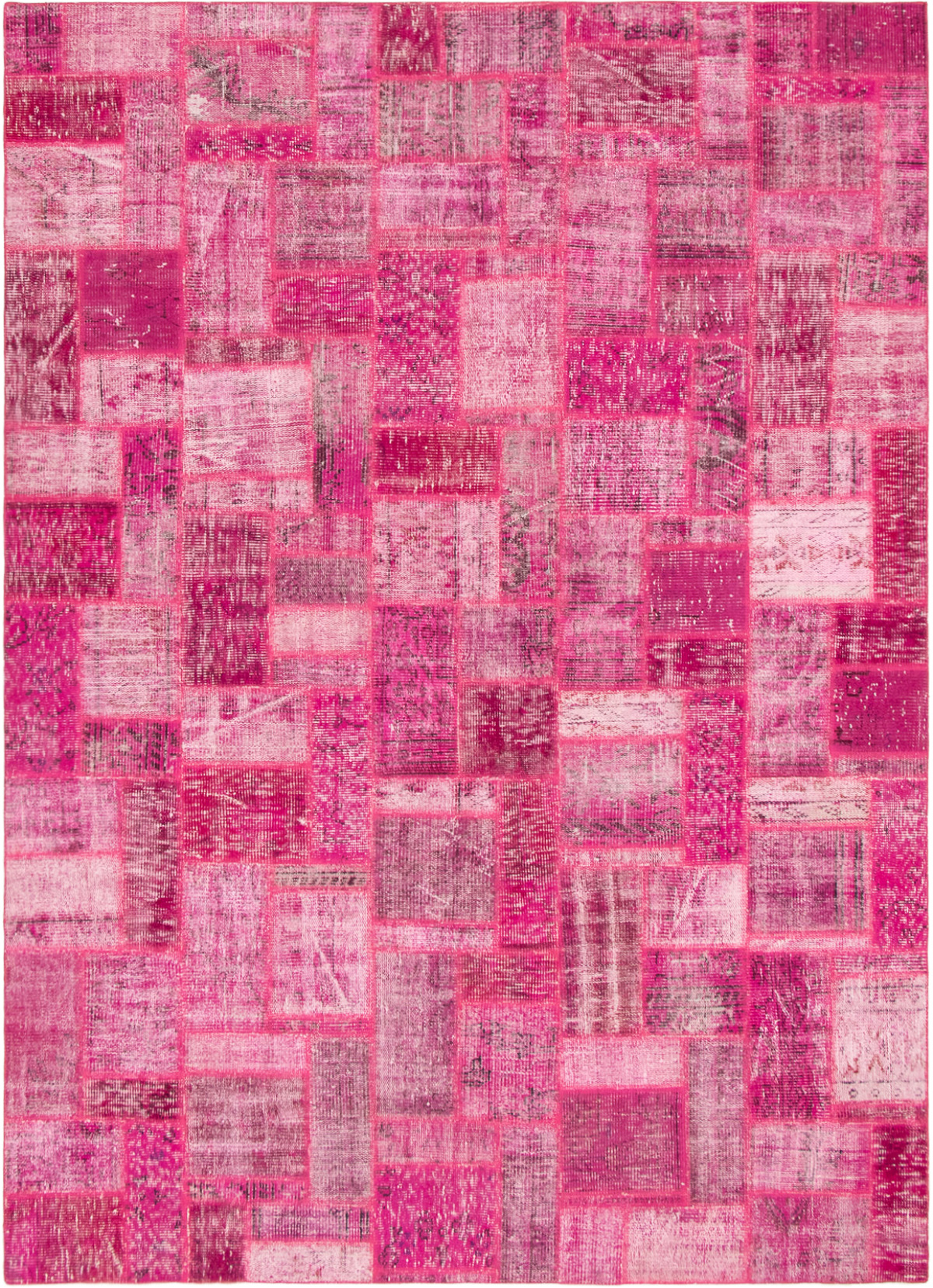 Hand-knotted Color Transition Patch Dark Pink Wool Rug 7'1" x 9'10" Size: 7'1" x 9'10"  