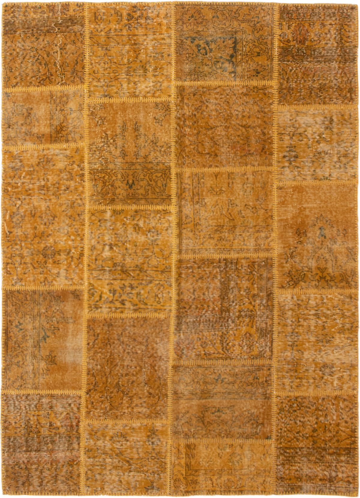 Hand-knotted Color Transition Patch Light Brown Wool Rug 5'6" x 7'7" Size: 5'6" x 7'7"  