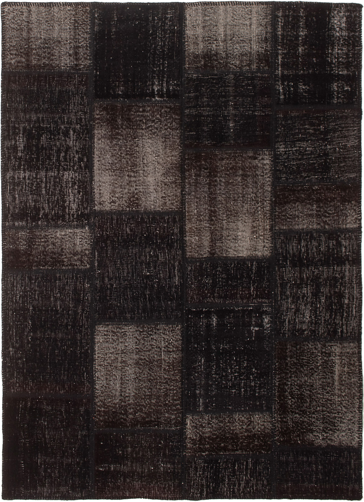 Hand-knotted Color Transition Patch Black Wool Rug 5'9" x 7'10" Size: 5'9" x 7'10"  