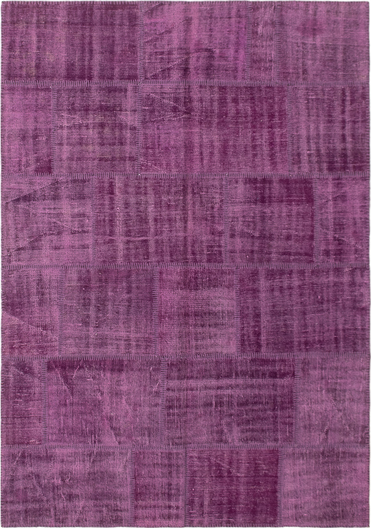 Hand-knotted Color Transition Patch Dark Purple Wool Rug 5'7" x 7'11" Size: 5'7" x 7'11"  