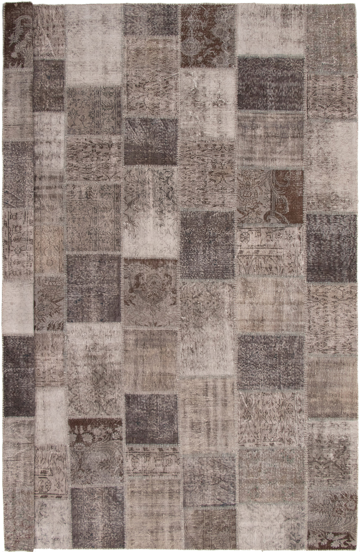 Hand-knotted Color Transition Patch Grey Wool Rug 9'10" x 13'0" Size: 9'11" x 13'0"  