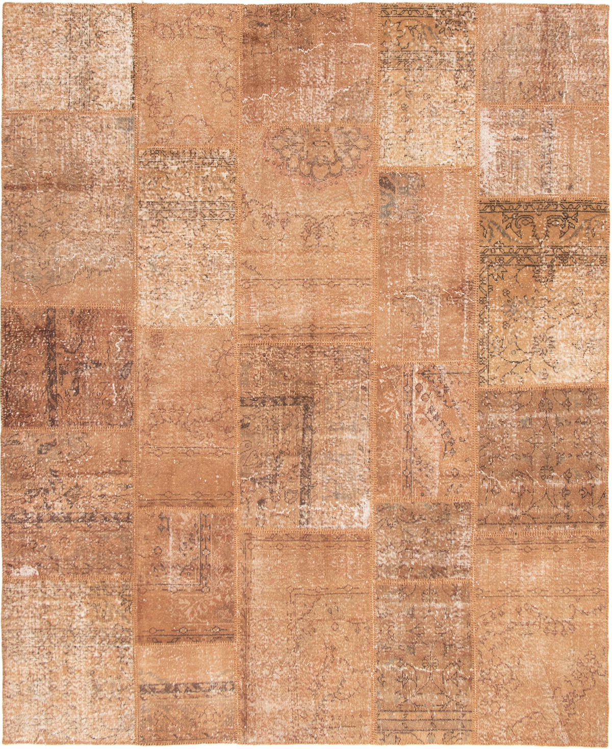 Hand-knotted Color Transition Patch Tan Wool Rug 8'2" x 10'0" Size: 8'2" x 10'0"  