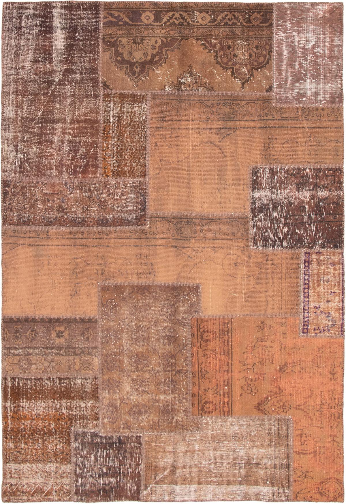 Hand-knotted Color Transition Patch Tan Wool Rug 6'9" x 10'0" Size: 6'9" x 10'0"  