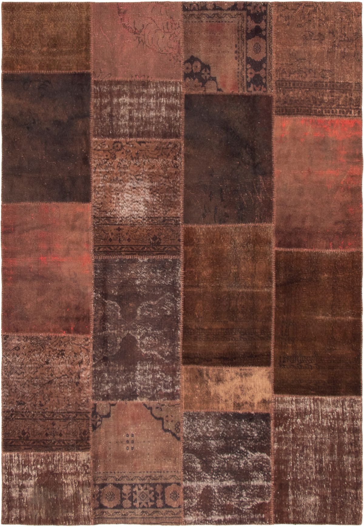 Hand-knotted Color Transition Patch Brown Wool Rug 6'11" x 10'0" Size: 6'11" x 10'0"  