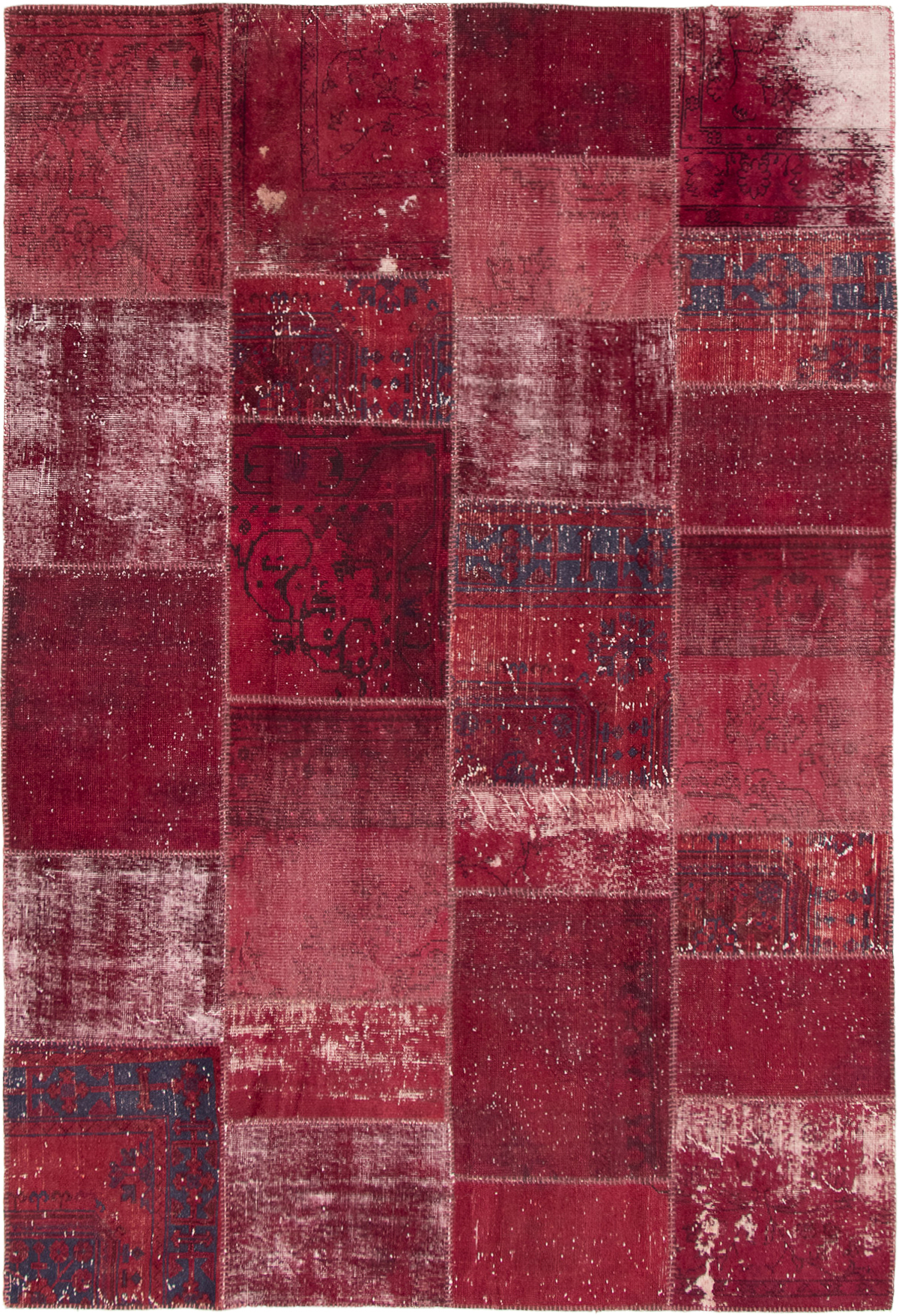 Hand-knotted Color Transition Patch Burgundy Wool Rug 6'11" x 10'0" Size: 6'11" x 10'0"  