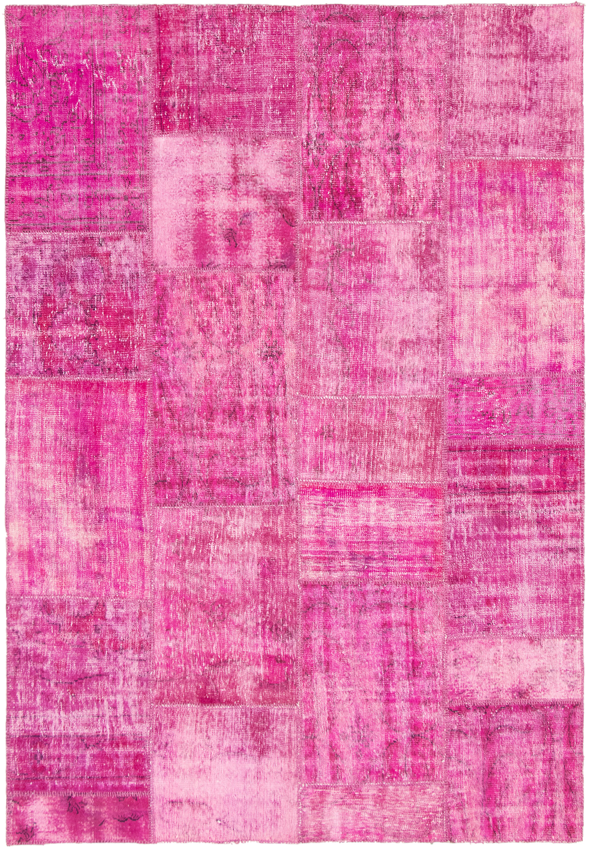 Hand-knotted Color Transition Patch Dark Pink Wool Rug 6'10" x 9'11"  Size: 6'10" x 9'11"  