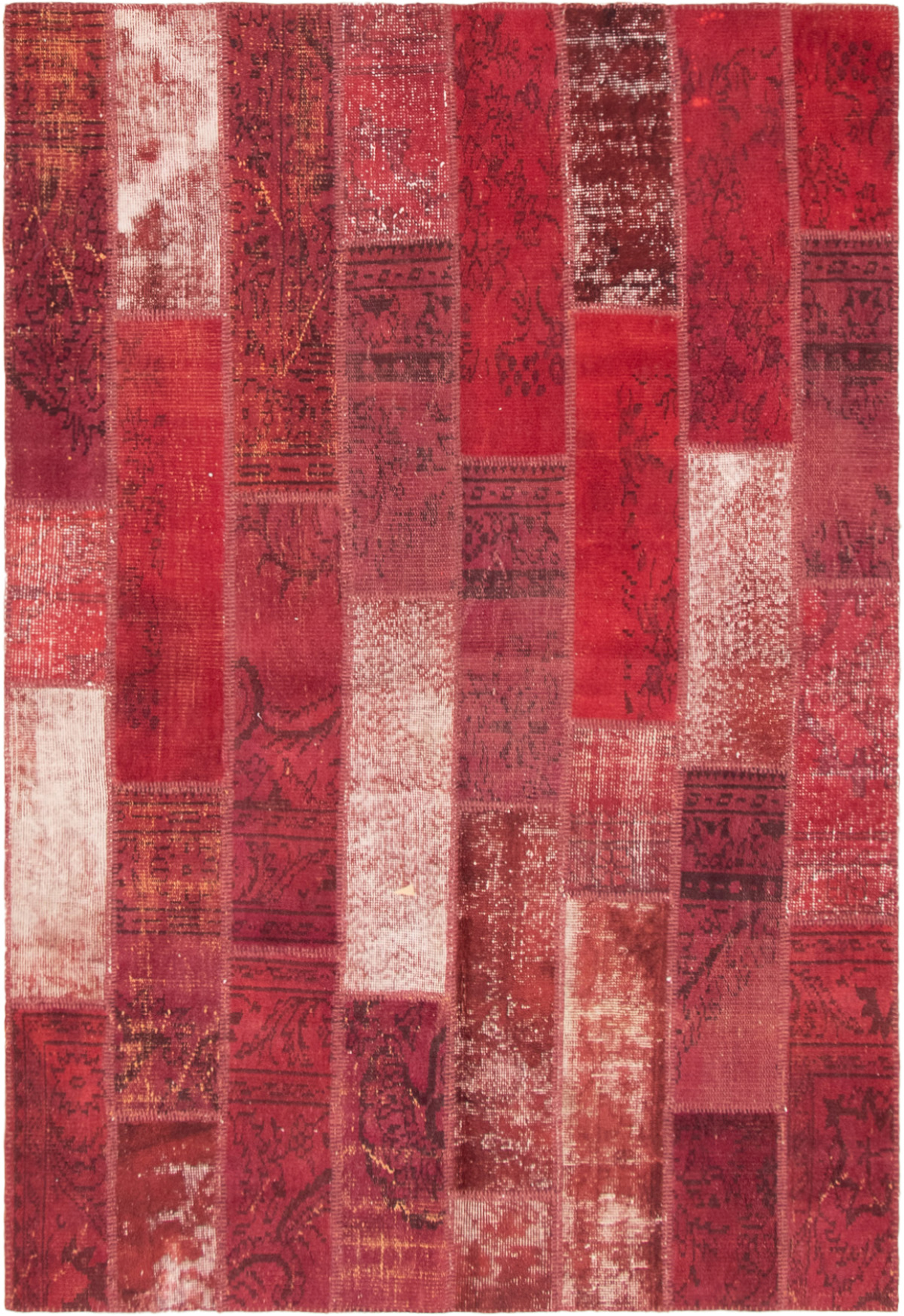 Hand-knotted Color Transition Patch Dark Red Wool Rug 5'5" x 8'1" Size: 5'5" x 8'1"  