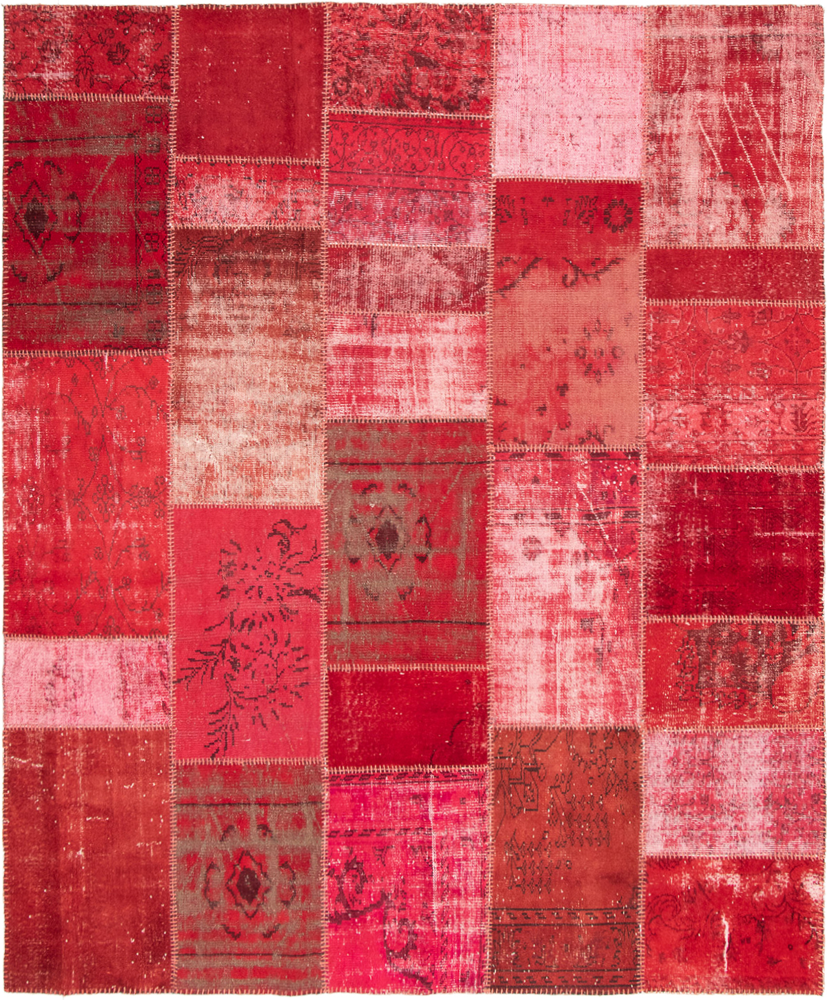 Hand-knotted Color Transition Patch Red Wool Rug 8'3" x 9'11" Size: 8'3" x 9'11"  