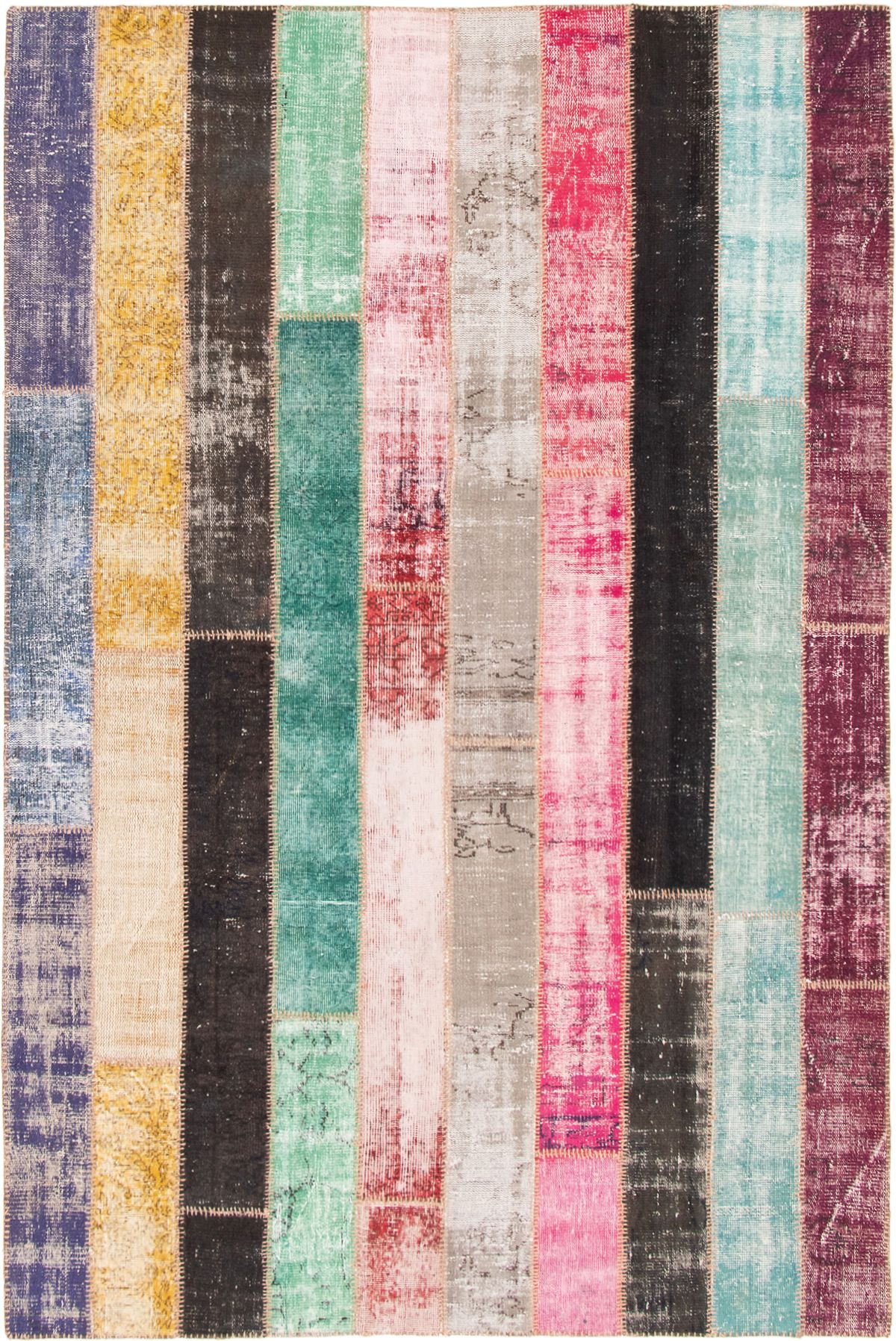 Hand-knotted Color Transition Patch Multi,  Wool Rug 6'9" x 10'0" Size: 6'9" x 10'0"  