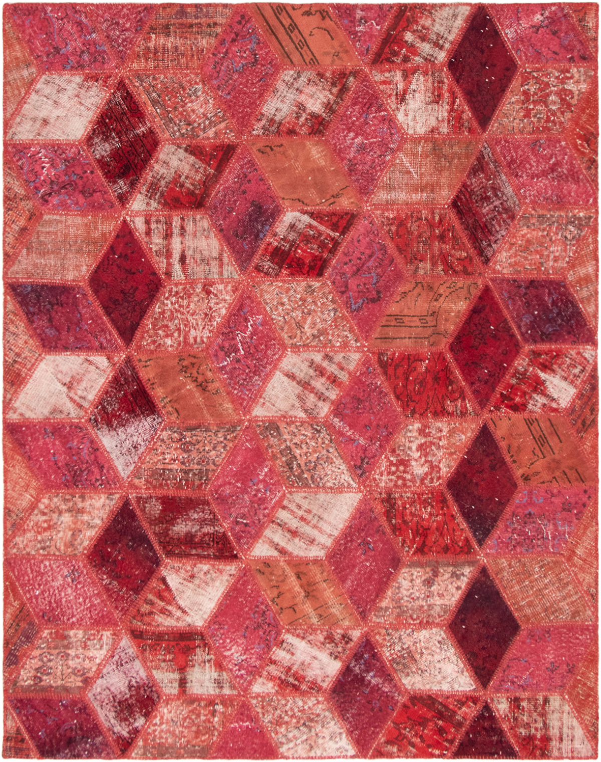 Hand-knotted Color Transition Patch Red Wool Rug 6'10" x 8'9" Size: 6'10" x 8'9"  