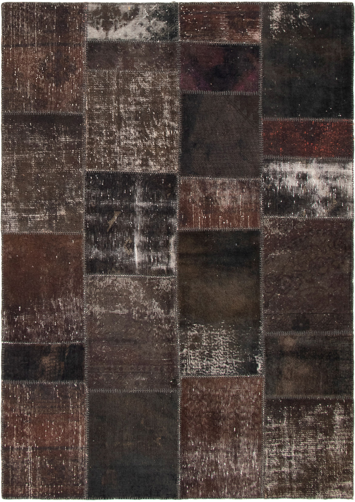 Hand-knotted Color Transition Patch Black Wool Rug 5'7" x 8'0" Size: 5'7" x 8'0"  