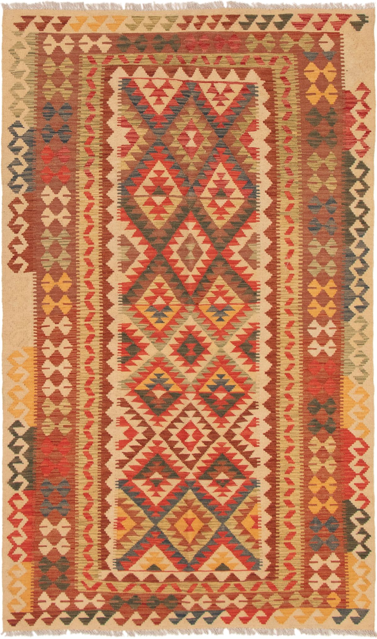 Hand woven Kashkoli FW Red Wool Kilim 5'2" x 8'8" Size: 5'2" x 8'8"  