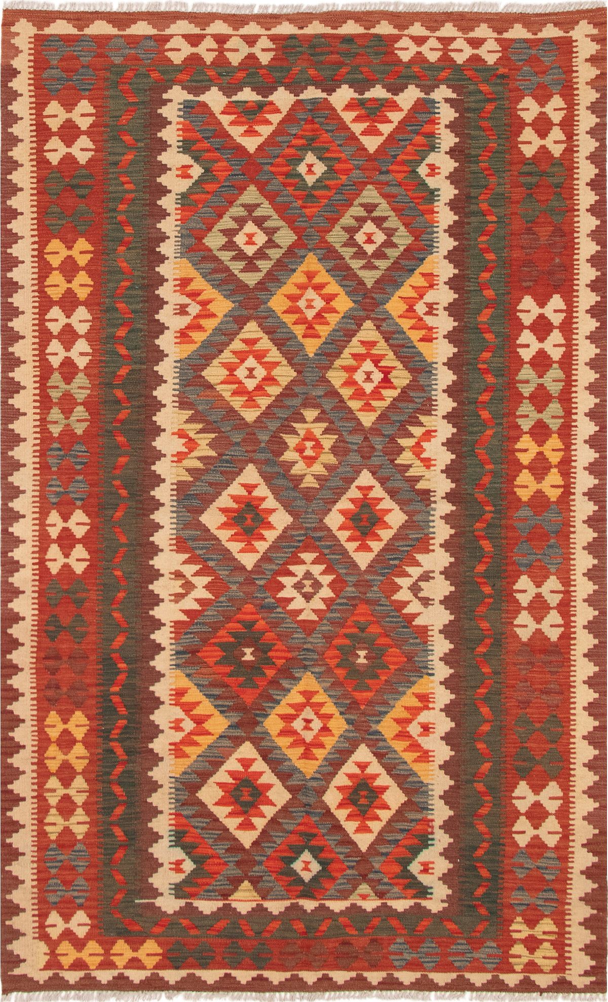 Hand woven Kashkoli FW Dark Red Wool Kilim 5'3" x 8'7" Size: 5'3" x 8'7"  