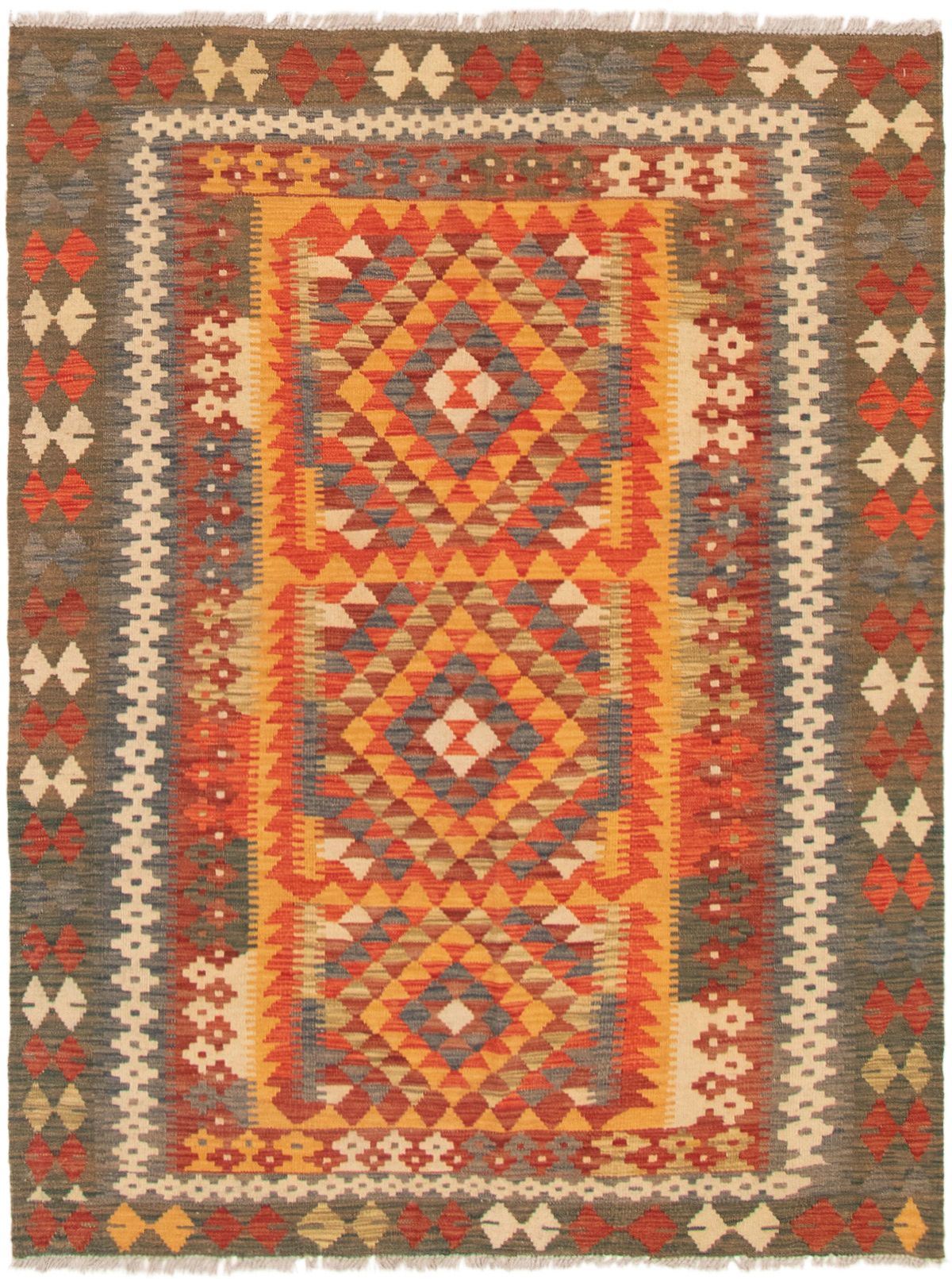 Hand woven Kashkoli FW Red Wool Kilim 5'0" x 6'4"  Size: 5'0" x 6'4"  