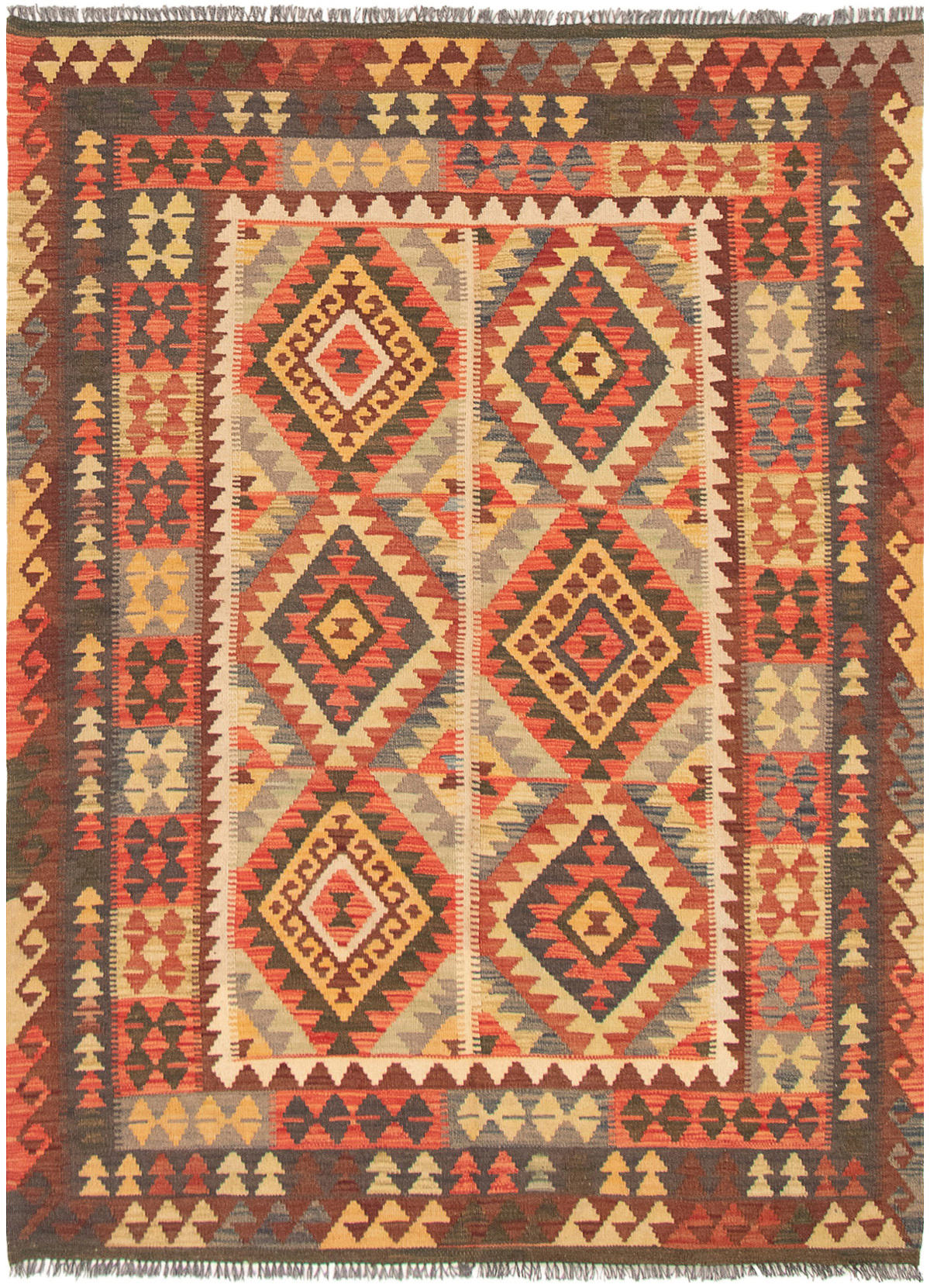 Hand woven Kashkoli FW Dark Red Wool Kilim 5'1" x 6'11" Size: 5'1" x 6'11"  