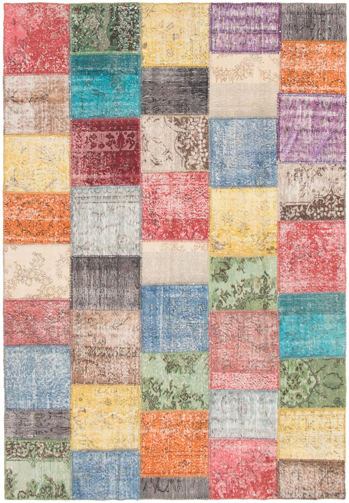 Hand-knotted Color Transition Patch Multi,  Wool Rug 6'9" x 9'10" Size: 6'9" x 9'11"  