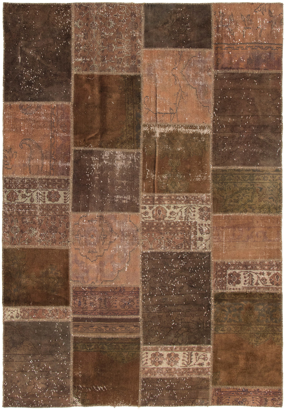 Hand-knotted Color Transition Patch Dark Brown Wool Rug 6'10" x 9'11" Size: 6'10" x 9'11"  