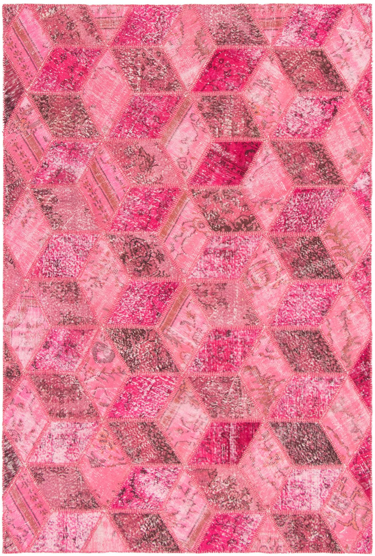 Hand-knotted Color Transition Patch Pink Wool Rug 6'6" x 9'7" Size: 6'6" x 9'7"  