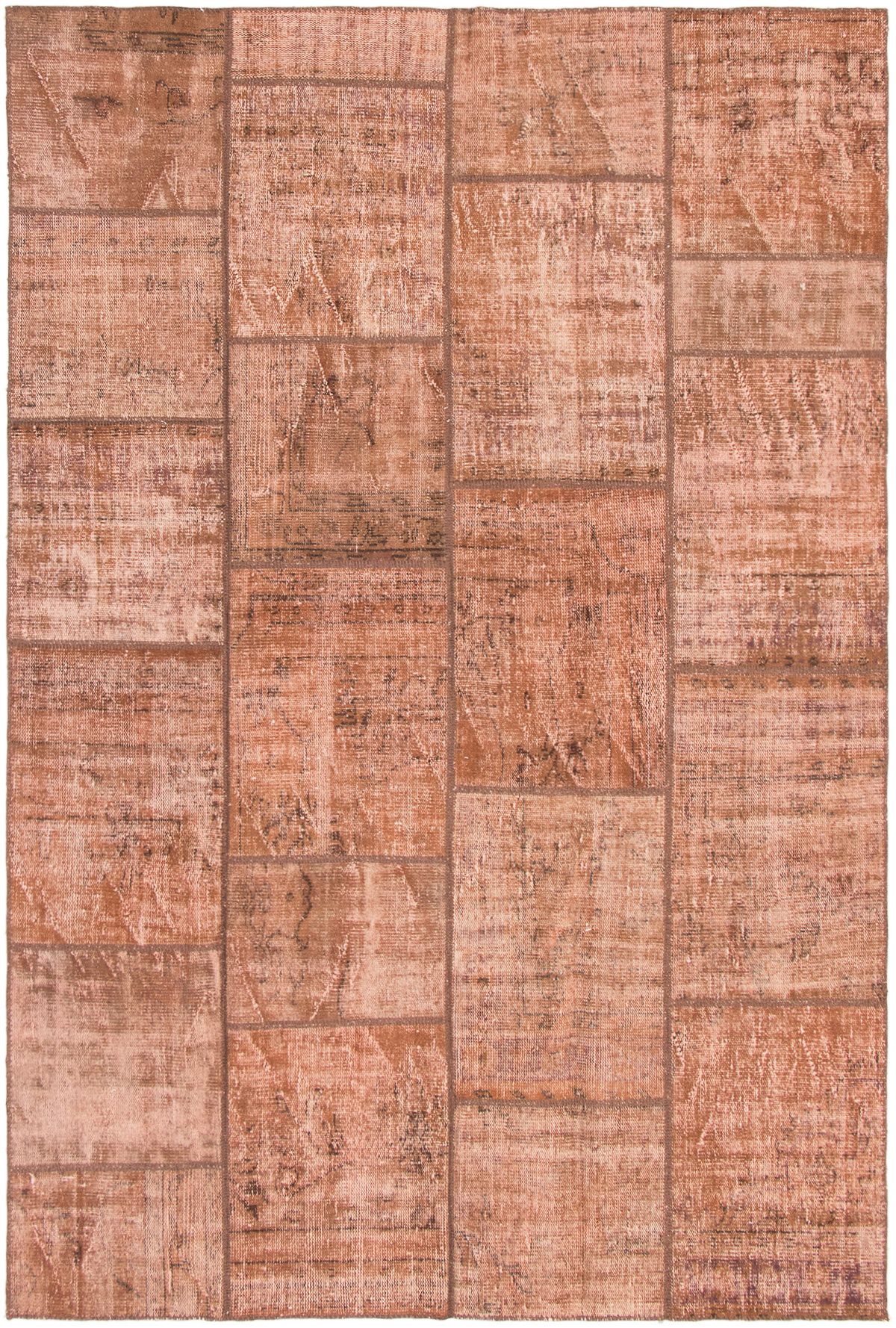 Hand-knotted Color Transition Patch Brown Wool Rug 6'10" x 10'0"  Size: 6'10" x 10'0"  