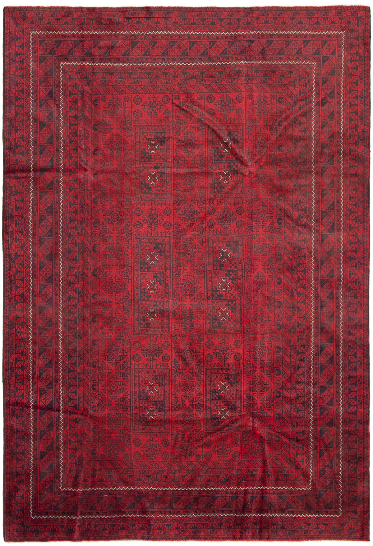 Hand-knotted Rizbaft Dark Red Wool Rug 6'8" x 9'10" Size: 6'8" x 9'10"  