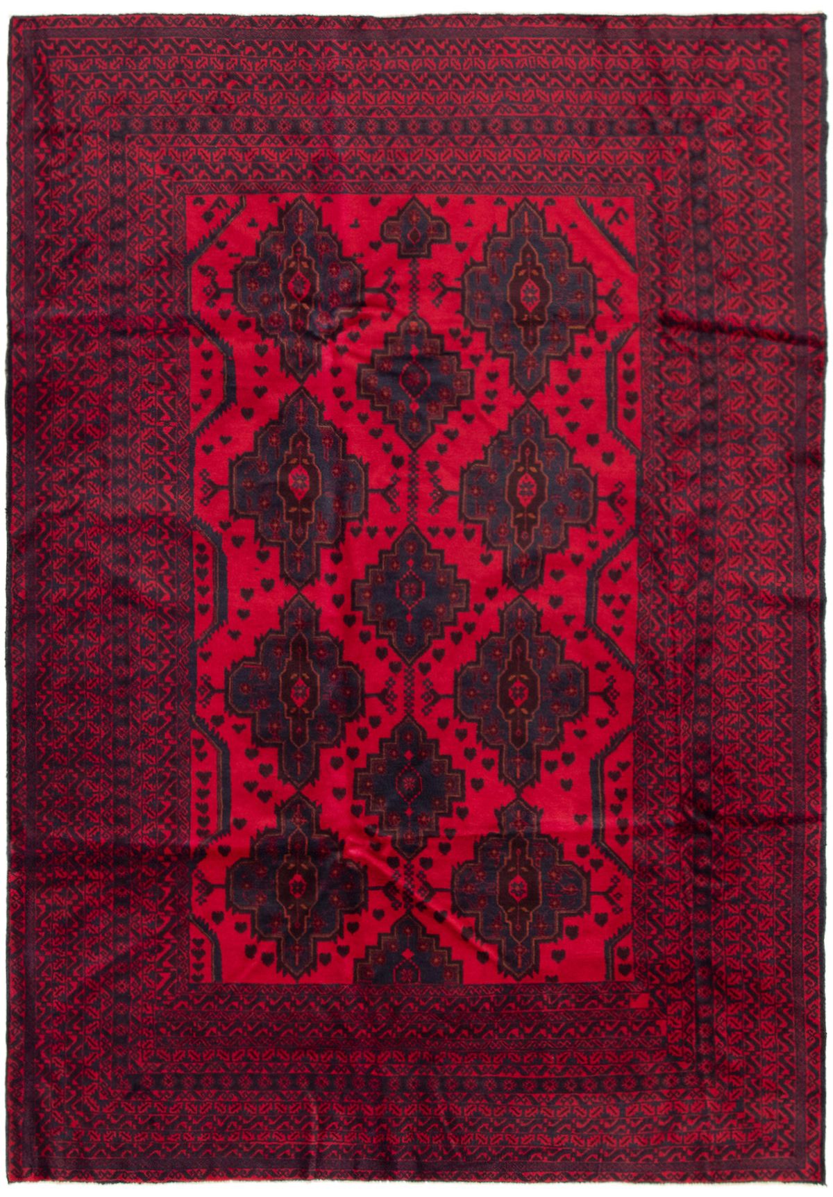 Hand-knotted Finest Rizbaft Red Wool Rug 6'9" x 9'11"  Size: 6'9" x 9'11"  