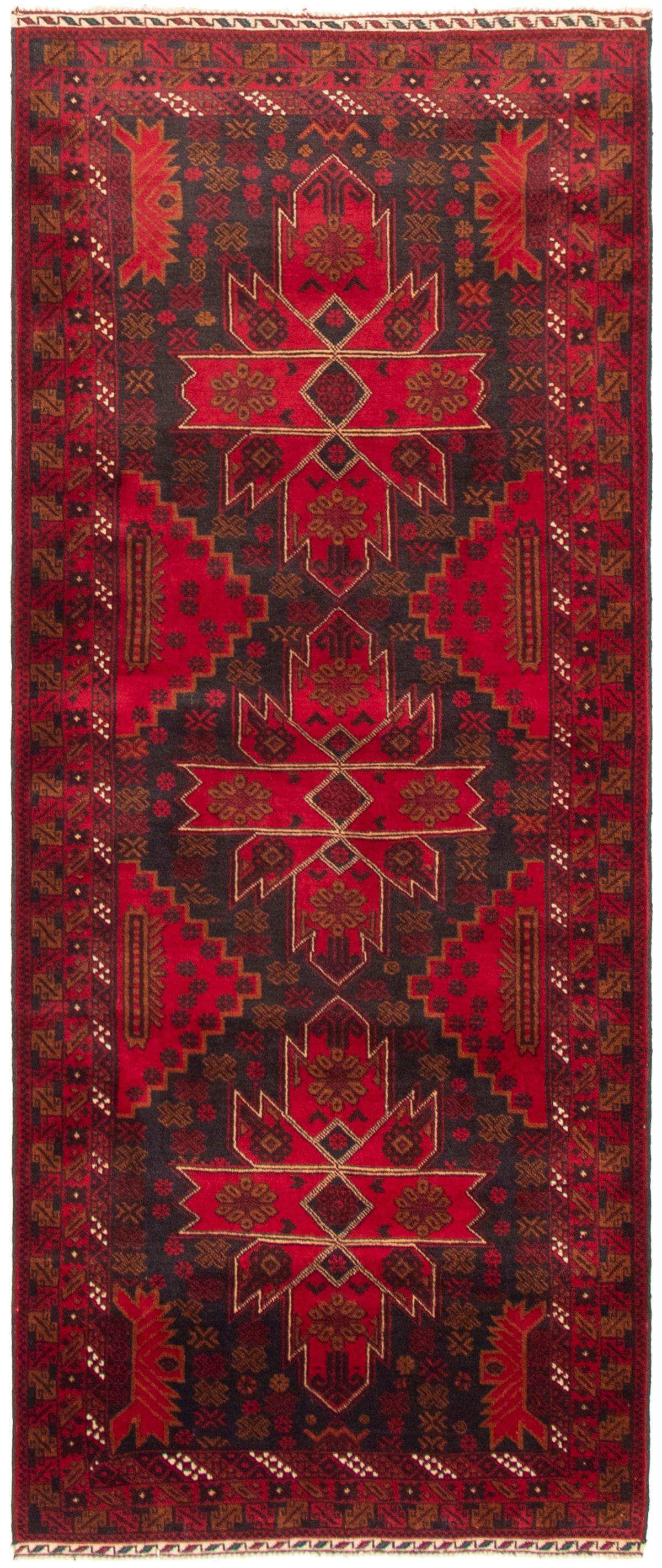 Hand-knotted Rizbaft Red Wool Rug 2'11" x 6'9" Size: 2'11" x 6'9"  