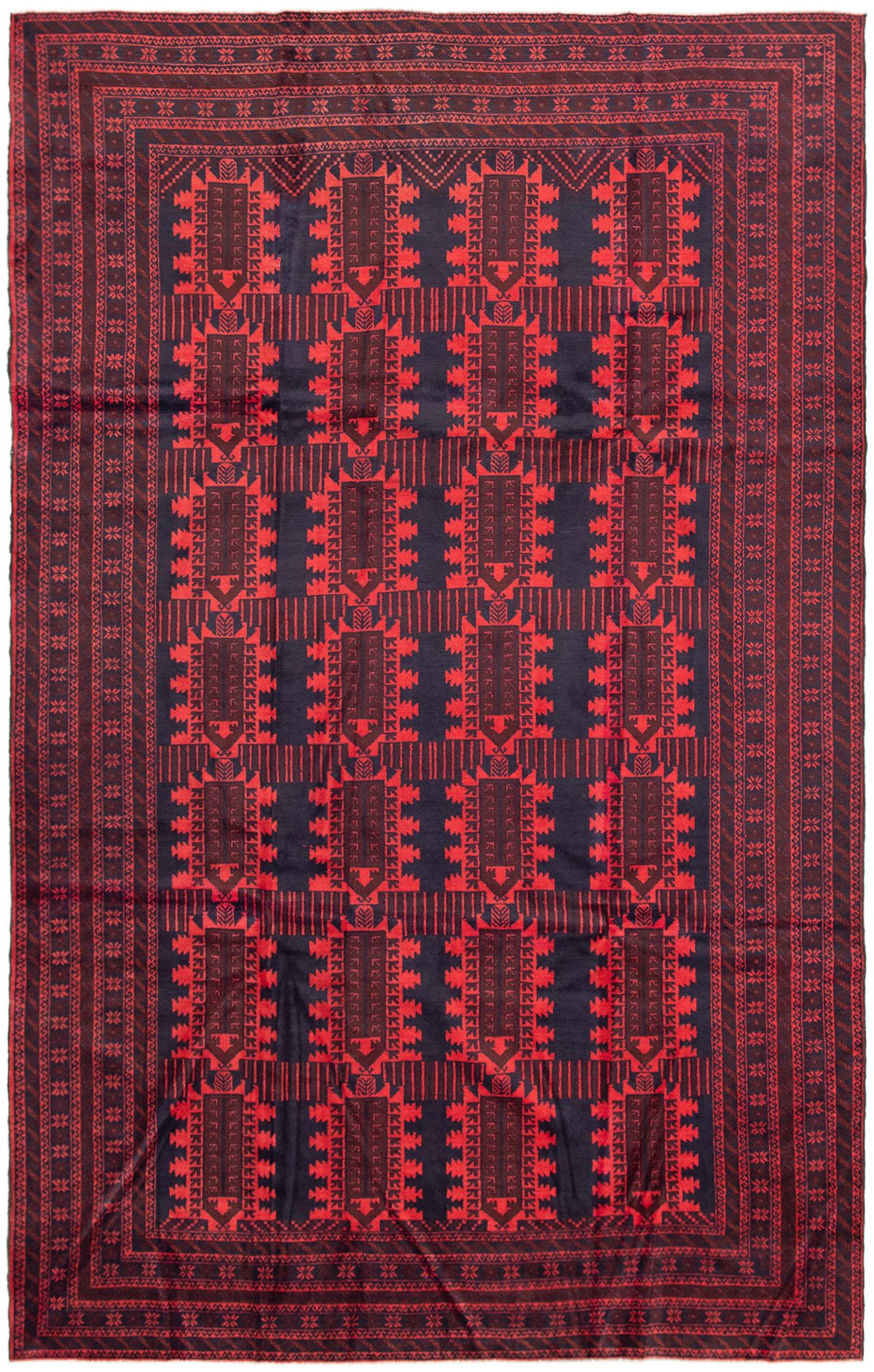Hand-knotted Rizbaft Red Wool Rug 7'8" x 12'2" Size: 7'8" x 12'2"  