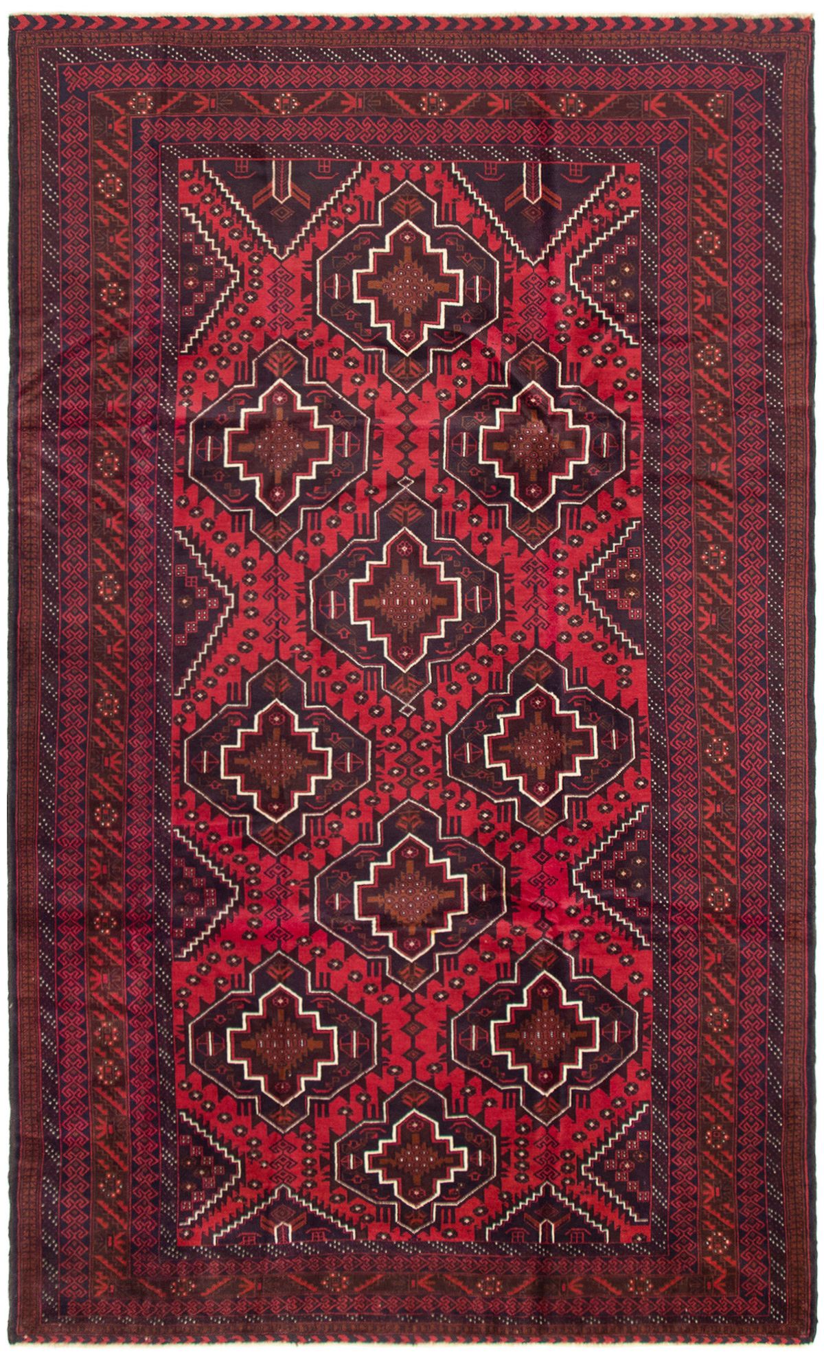Hand-knotted Finest Rizbaft Red Wool Rug 6'6" x 10'11" Size: 6'6" x 10'11"  