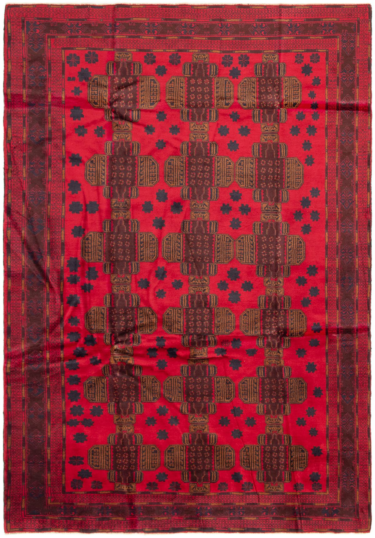 Hand-knotted Finest Rizbaft Red Wool Rug 6'8" x 9'8" Size: 6'8" x 9'8"  