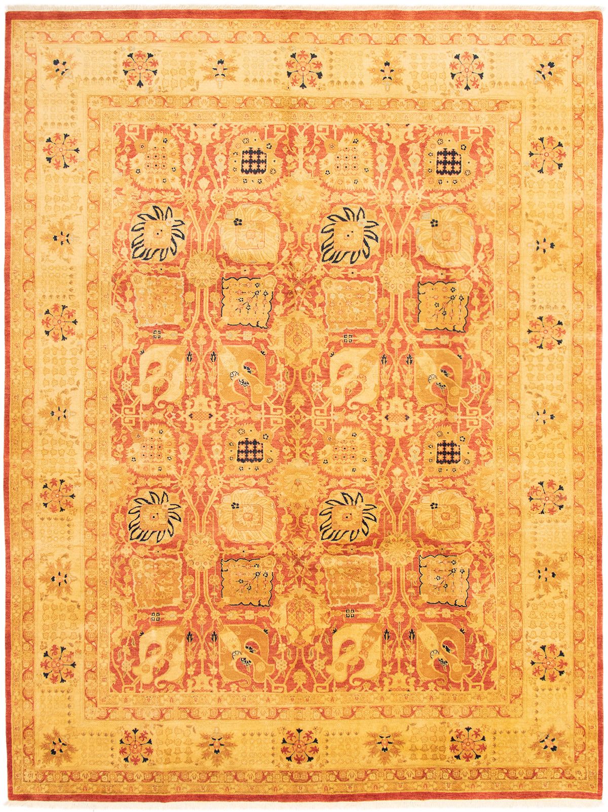 Hand-knotted Peshawar Oushak Red Wool Rug 9'1" x 12'0" Size: 9'1" x 12'0"  