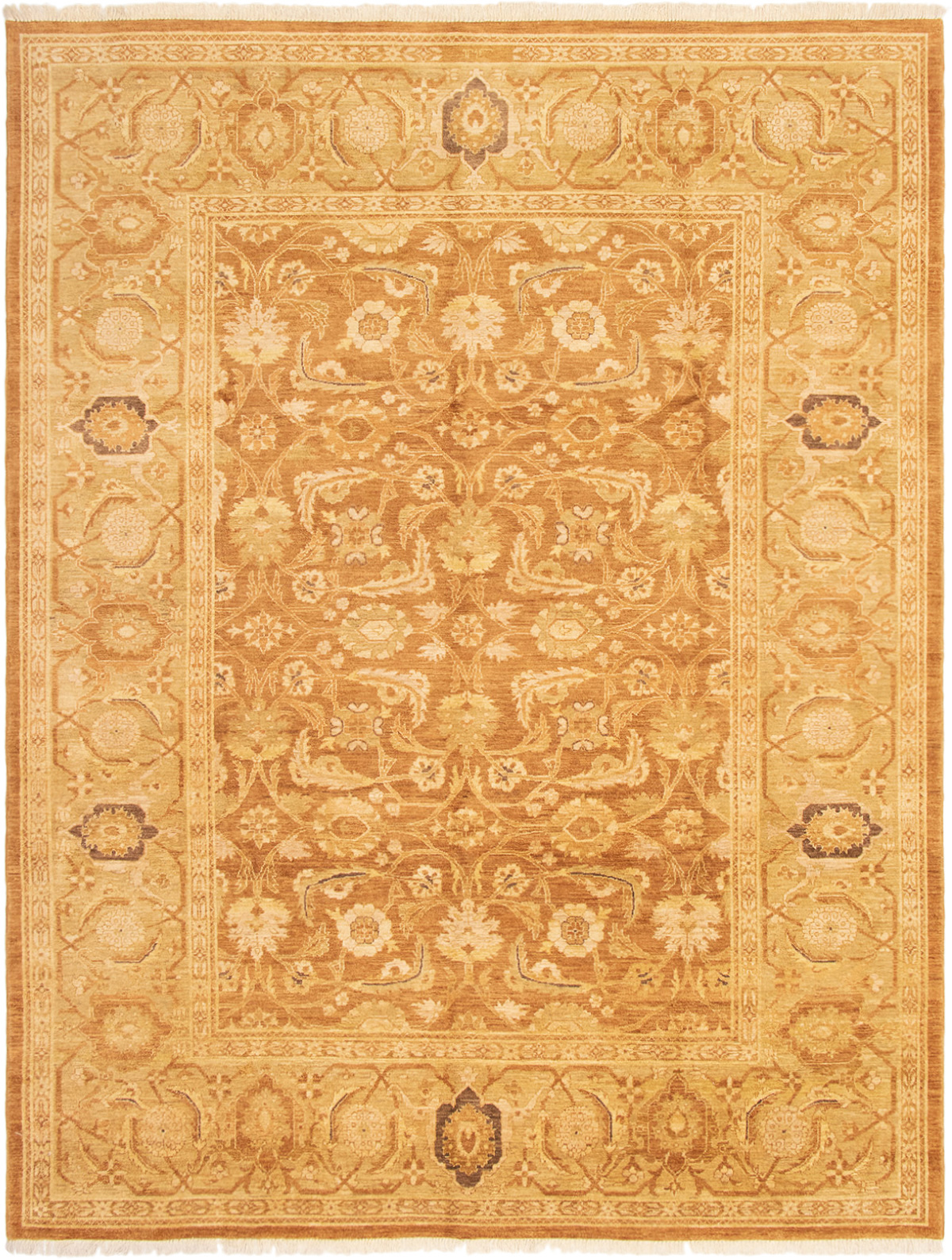 Hand-knotted Peshawar Oushak Brown Wool Rug 9'0" x 11'9" Size: 9'0" x 11'9"  