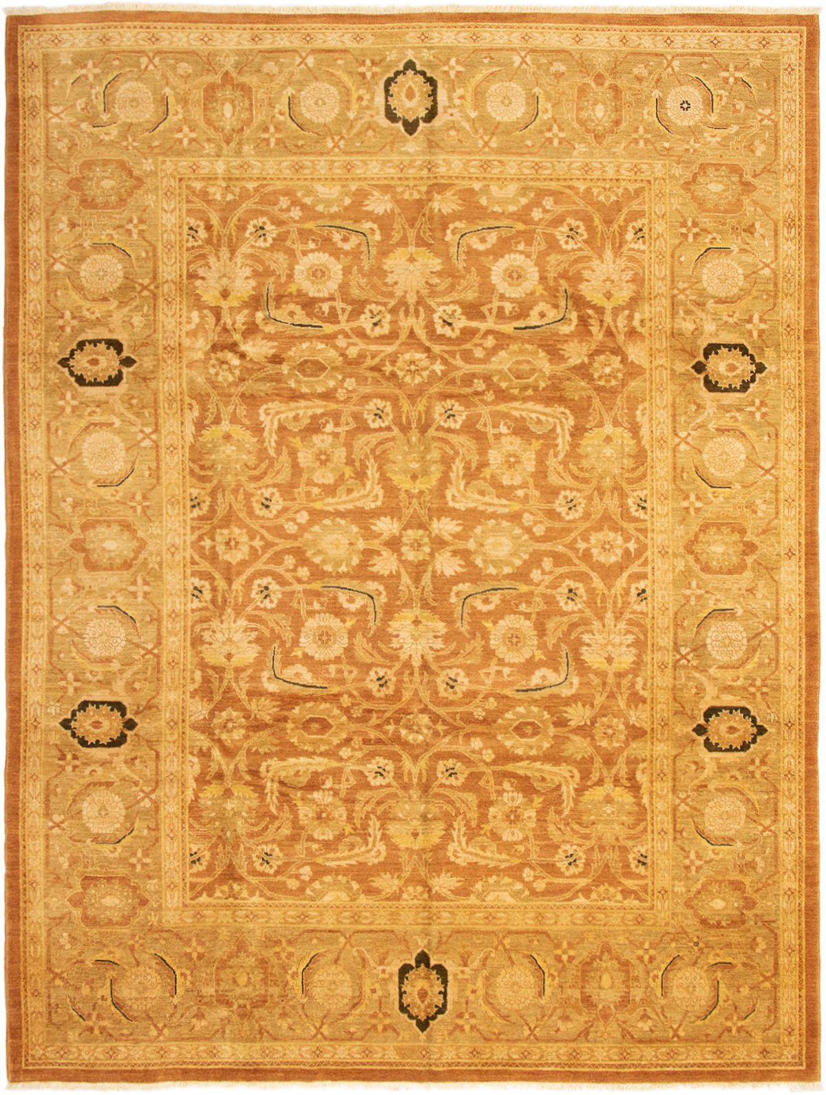 Hand-knotted Peshawar Oushak Brown Wool Rug 9'1" x 11'11" Size: 9'1" x 11'11"  