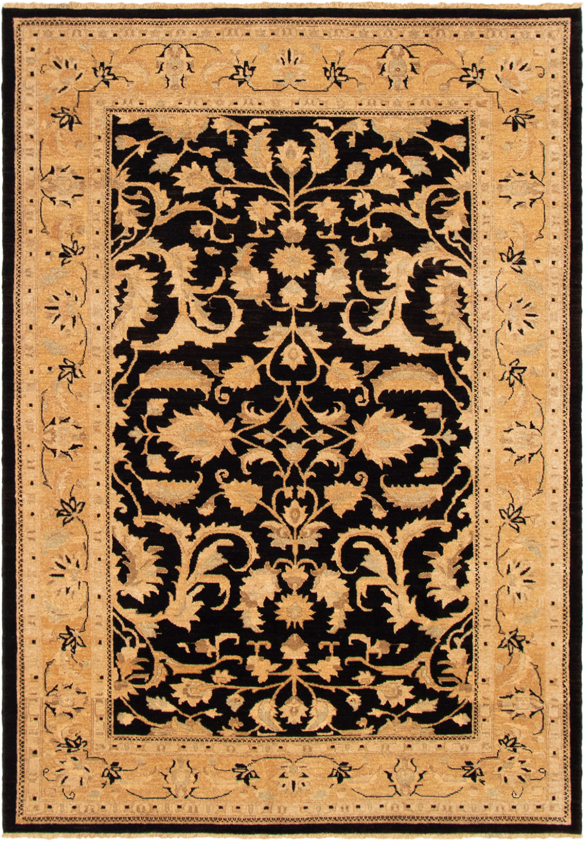 Hand-knotted Chobi Finest Black Wool Rug 6'3" x 8'9" Size: 6'3" x 8'9"  