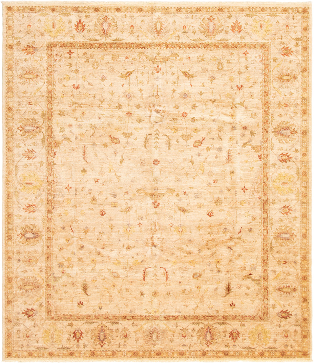 Hand-knotted Chobi Finest Ivory Wool Rug 8'2" x 9'4" Size: 8'2" x 9'4"  