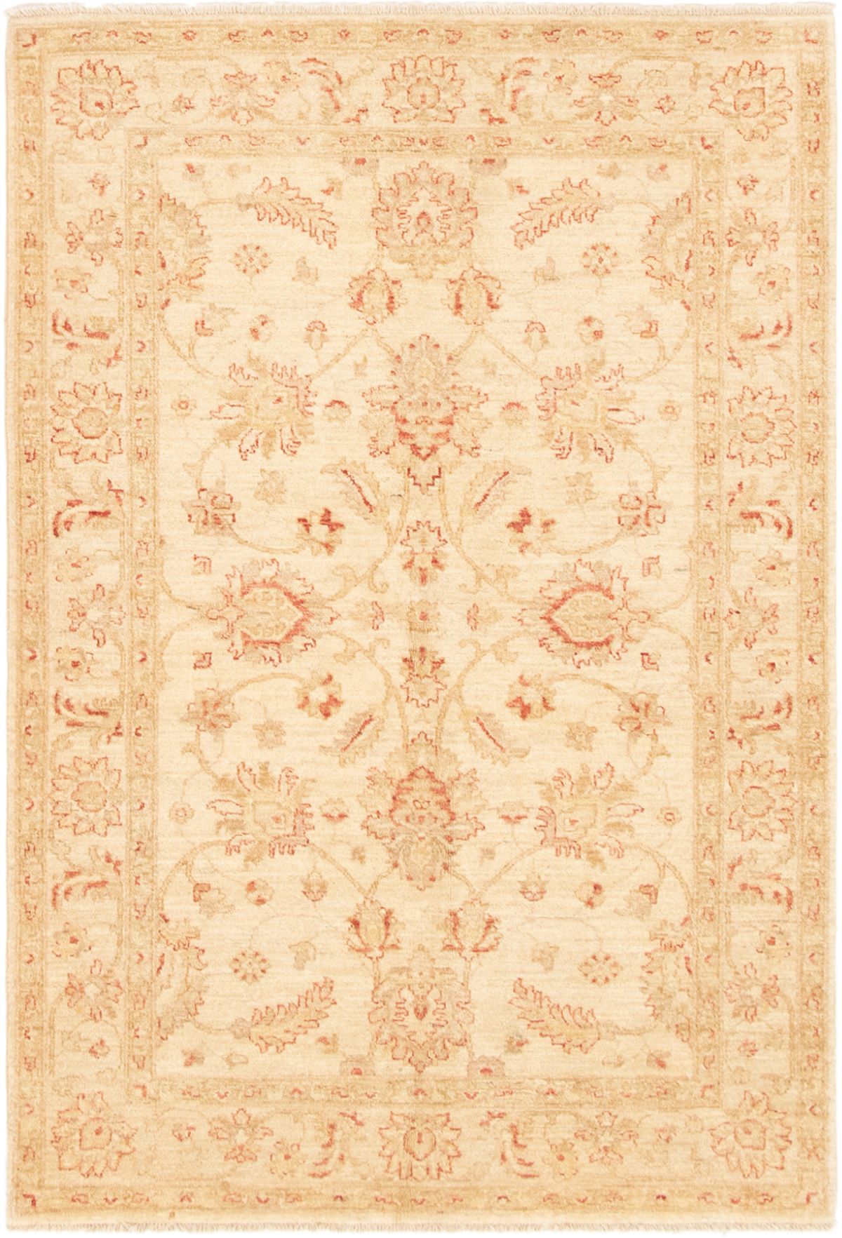 Hand-knotted Chobi Finest Cream Wool Rug 4'3" x 6'1" Size: 4'3" x 6'1"  