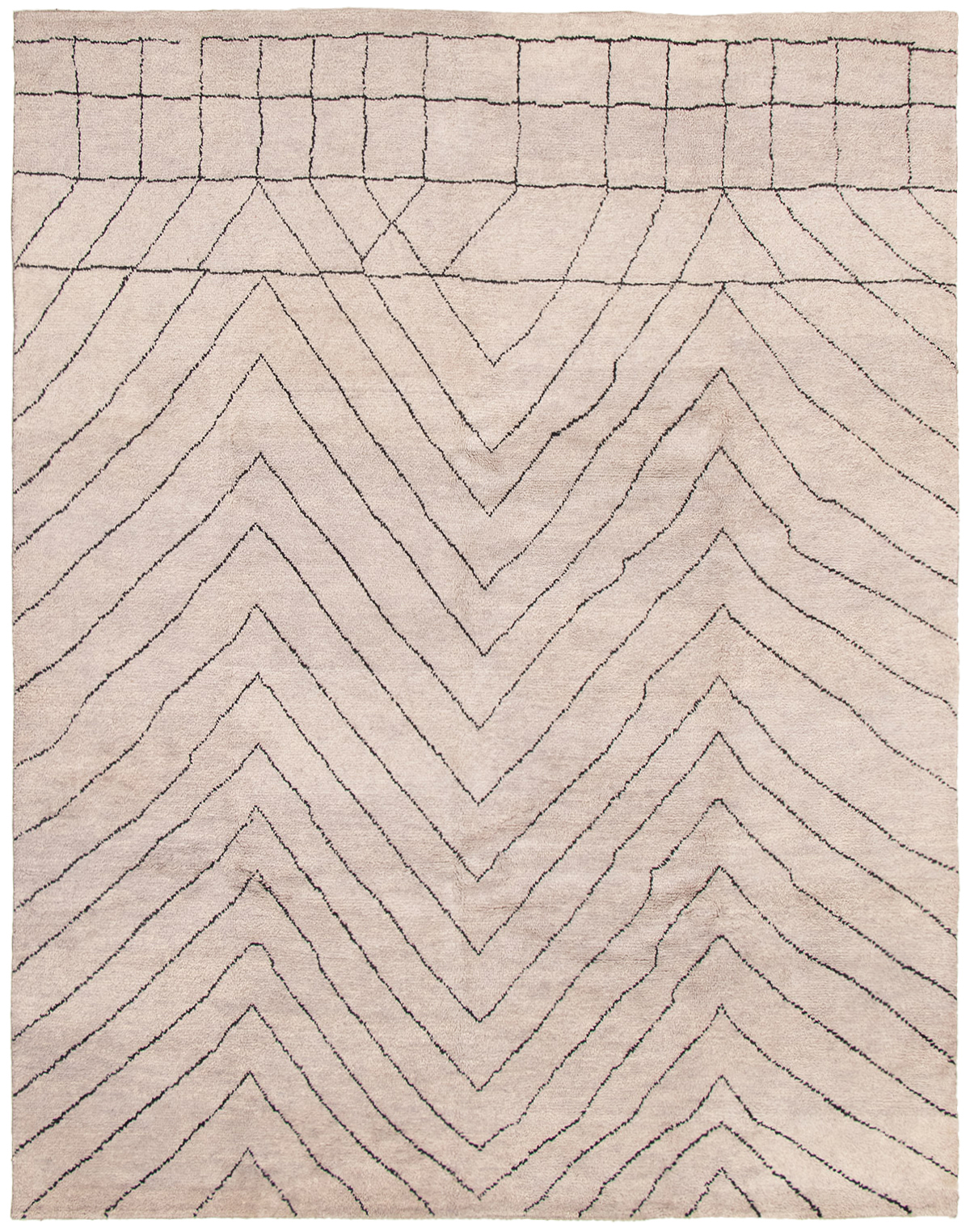 Hand-knotted Arlequin Light Grey Wool Rug 8'0" x 10'1" Size: 8'0" x 10'1"  