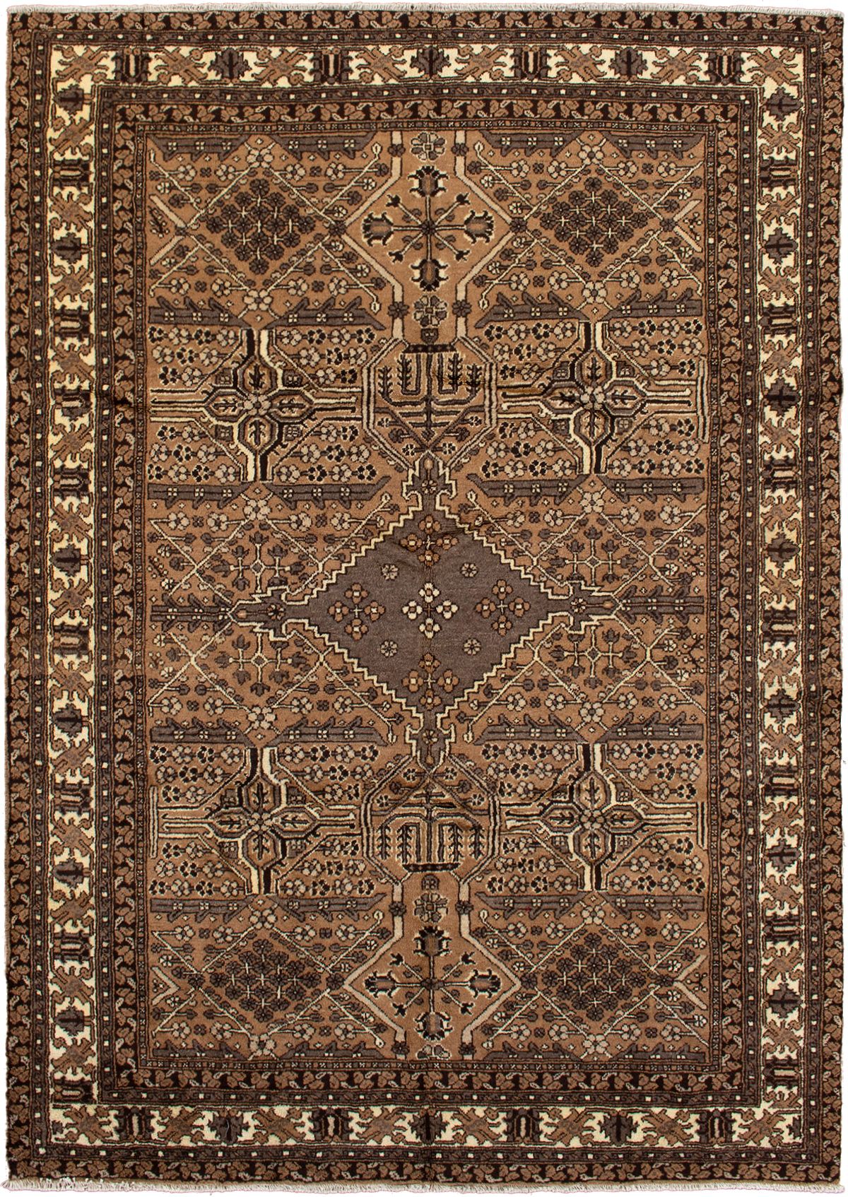 Hand-knotted Mashad Brown Wool Rug 7'1" x 10'0" Size: 7'1" x 10'0"  