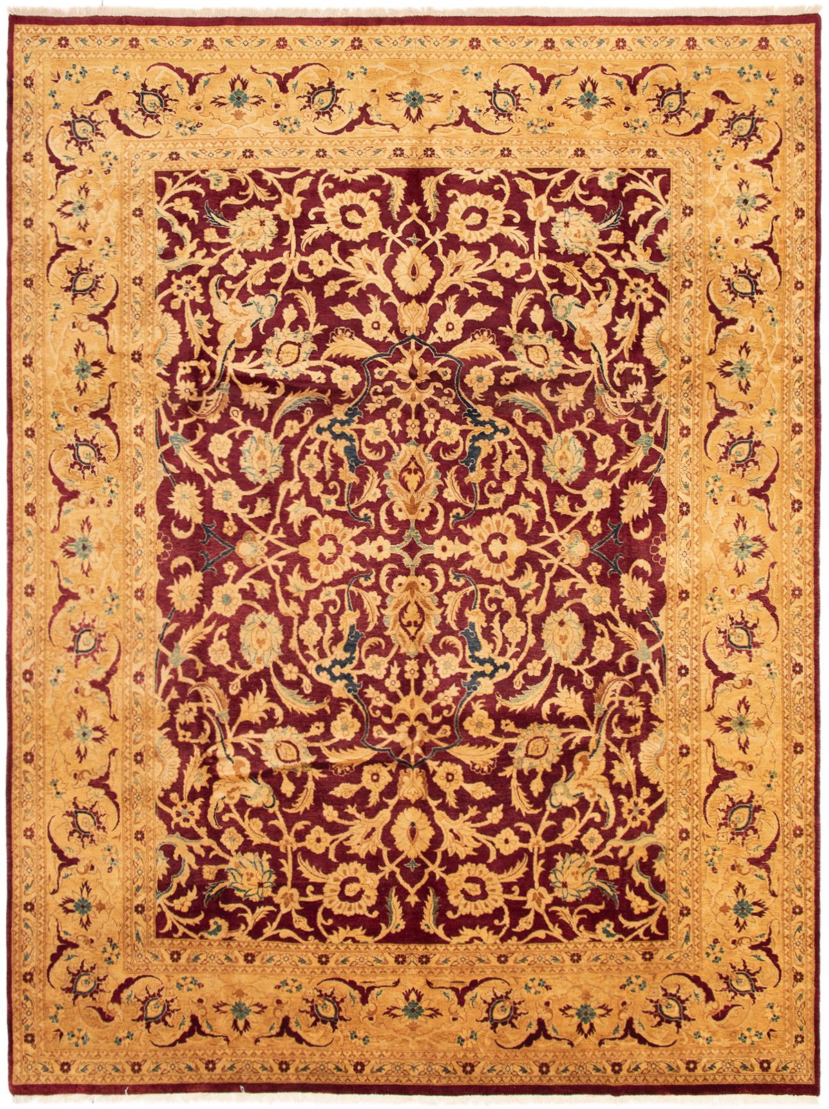 Hand-knotted Peshawar Oushak Dark Red Wool Rug 8'8" x 11'5" Size: 8'8" x 11'5"  